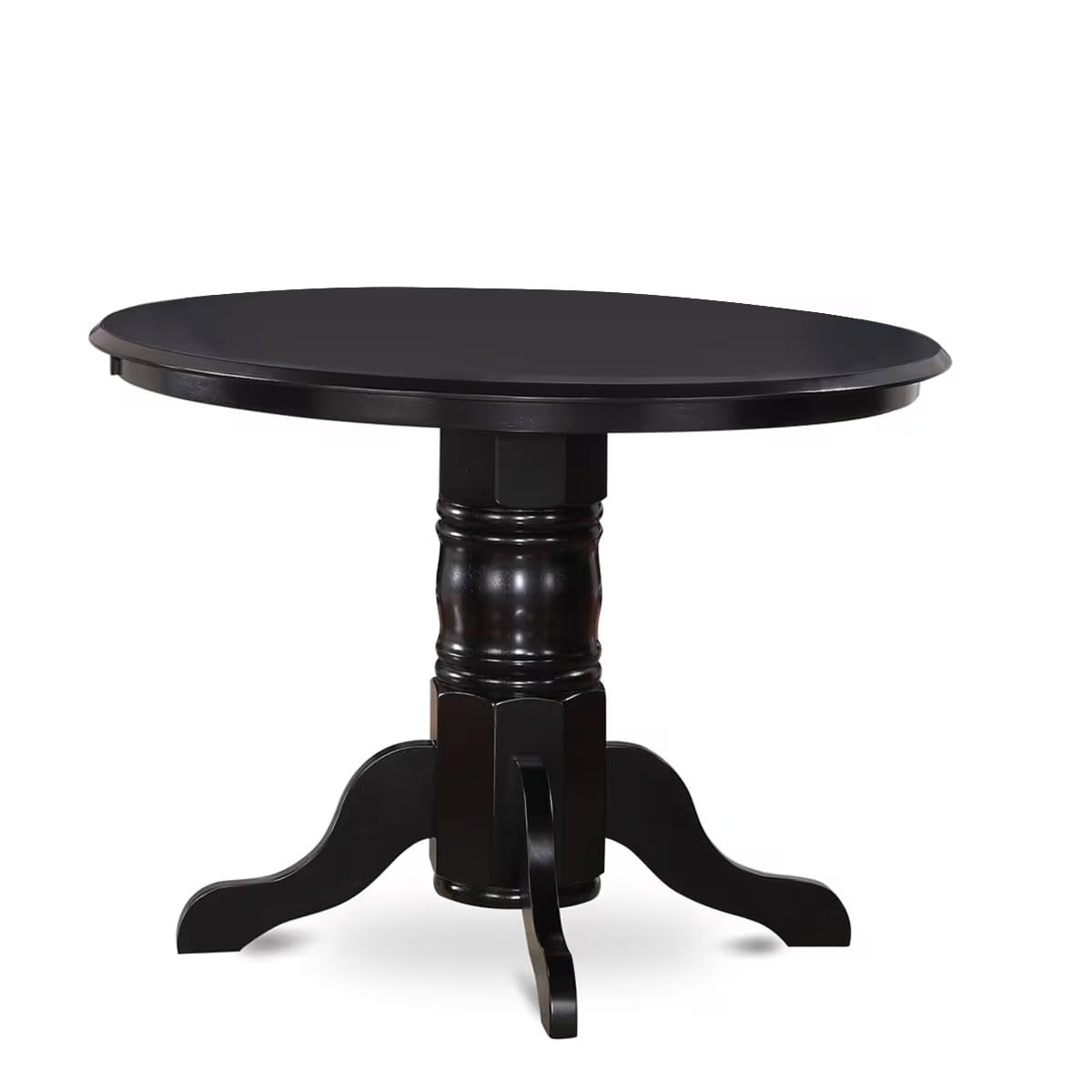 East West Furniture SHAN3-BLK-C 3-Piece Round Dining Set with Pedestal Table & 2 Fabric Chairs, 42x42 Inch, Black - Perfect for Small Kitchen, Breakfast Nook or Apartment Dining Area