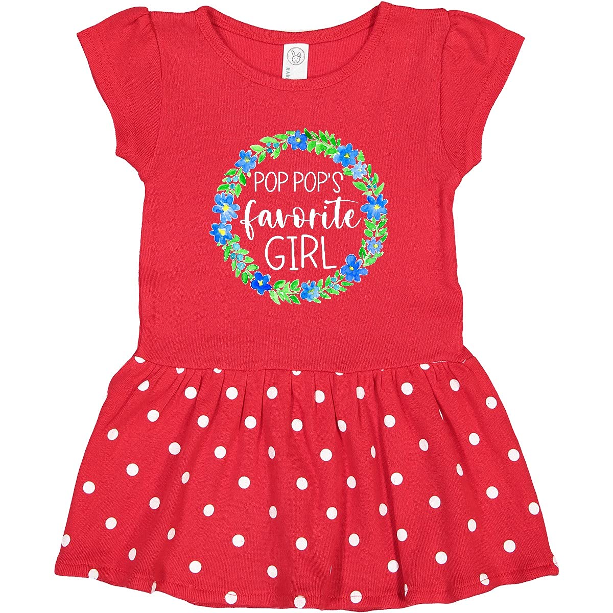 Inktastic Pop Pop's Favorite Girl Blue Floral Wreath Toddler Dress - Cute Summer Outfit for Toddler Girls, Perfect for Family Photos, Birthday Parties & Special Occasions