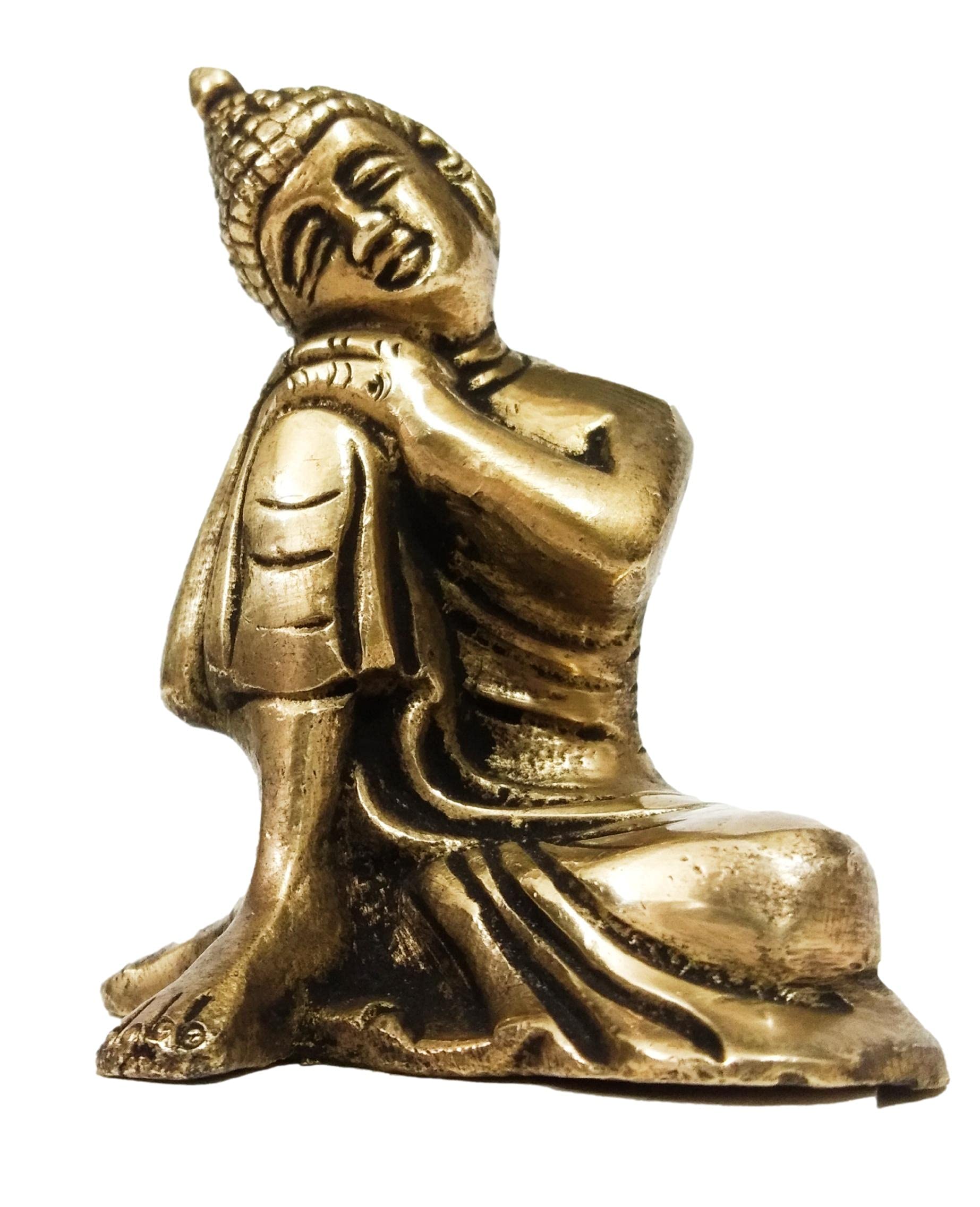 Antique Gold Brass Buddha Statue for Meditation, Living Room & Office Decor | Handcrafted Kneeling Buddha Idol | Perfect Gift for Yoga & Spiritual Spaces