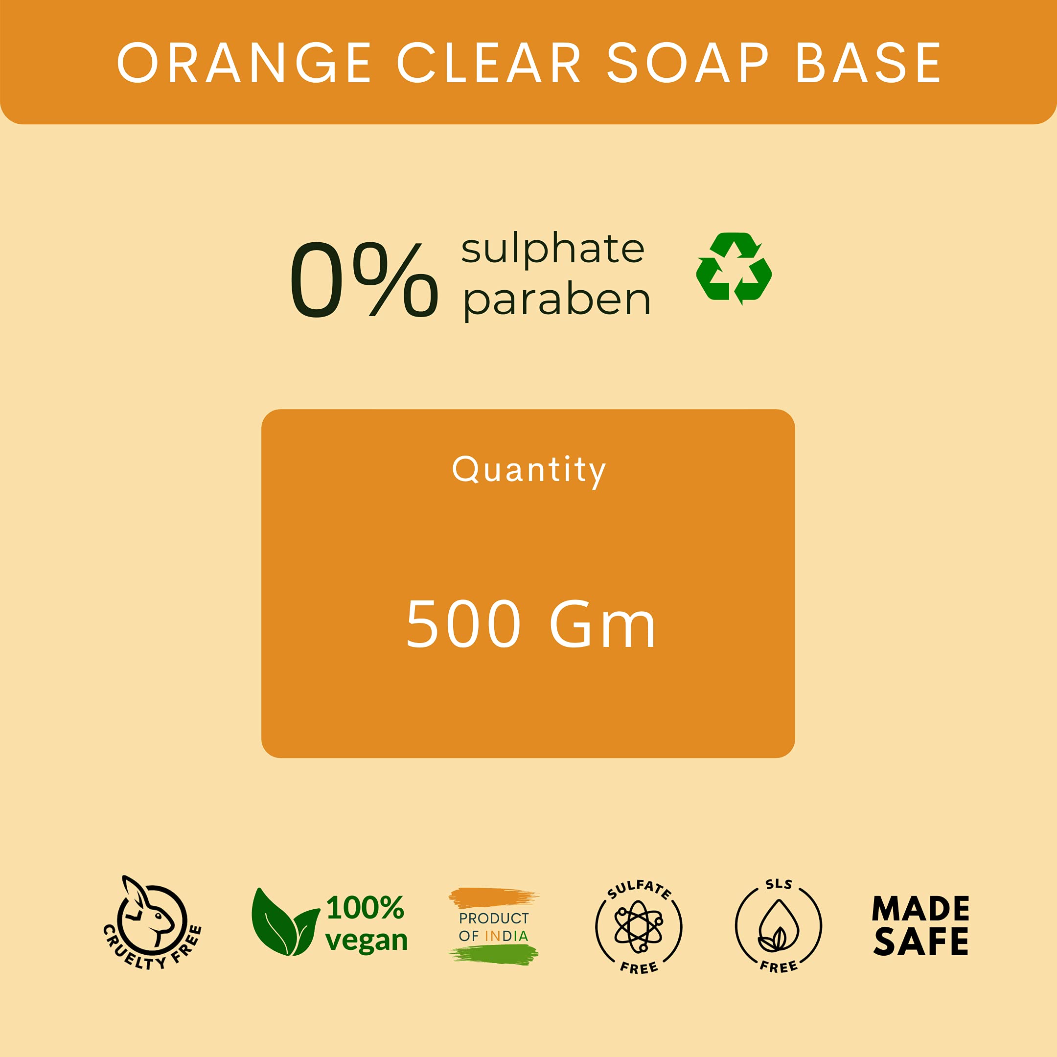 VEDANUM Orange Ultra Premium Melt and Pour Soap Base - 500g Sulfate & Paraben Free for DIY Soap Making | Handmade Soap Crafting, Gift Making, Spa & Bath Essentials