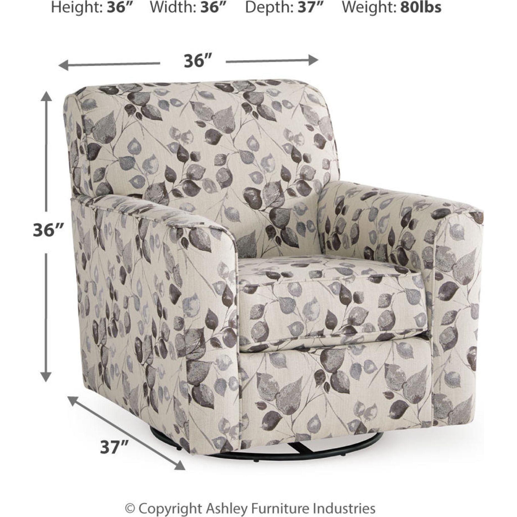 Abney Swivel Chair Platinum - 360 Degree Rotating Modern Office Chair with Ergonomic Design for Home & Workspace