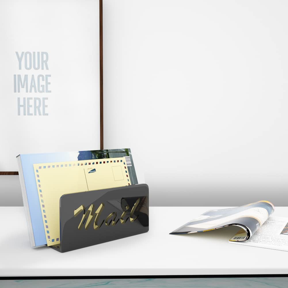 Black Mail Organizer & Letter Holder - Desktop Mail Sorter for Home, Office & Kitchen Counter | Perfect for Bills, Documents & Office Supplies Organization