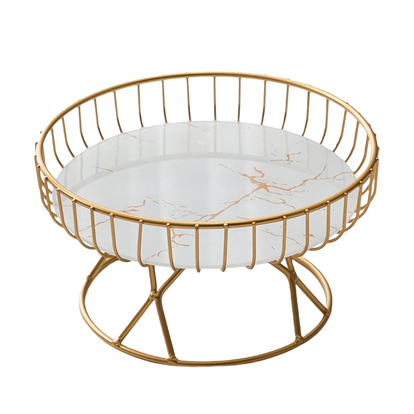 JISADER Golden Metal Wire Round Fruit Basket - Lightweight Decorative Bowl for Snacks, Desserts, Holiday Decor - Sturdy & Breathable Tabletop Display (Size S) - Perfect for Kitchen Counter, Dining Table Centerpiece, and Party Serving Tray