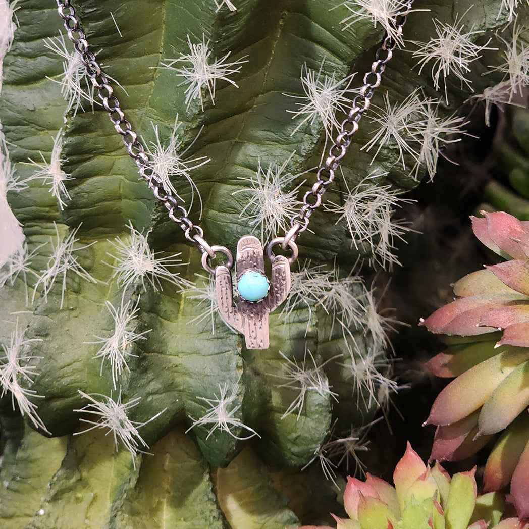 Henny Turquoise Cactus Necklace - Dainty Southwest Jewelry for Women | Perfect for Boho Fashion, Festivals & Everyday Wear