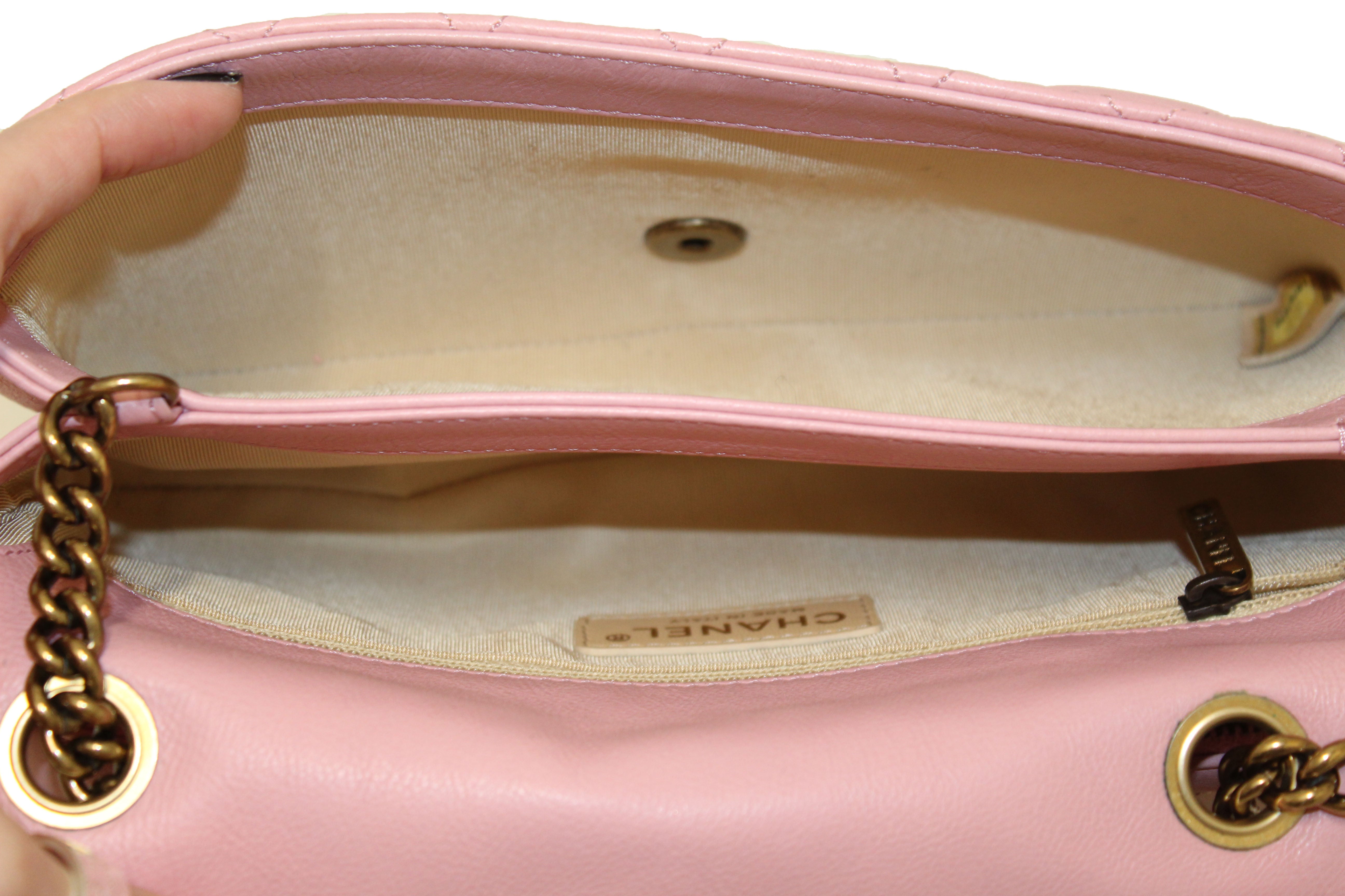 Authentic Chanel Pink Calfskin Leather Zip Back Pocket Flap Bag - Luxury Designer Handbag for Women, Perfect for Parties, Date Nights & Special Occasions