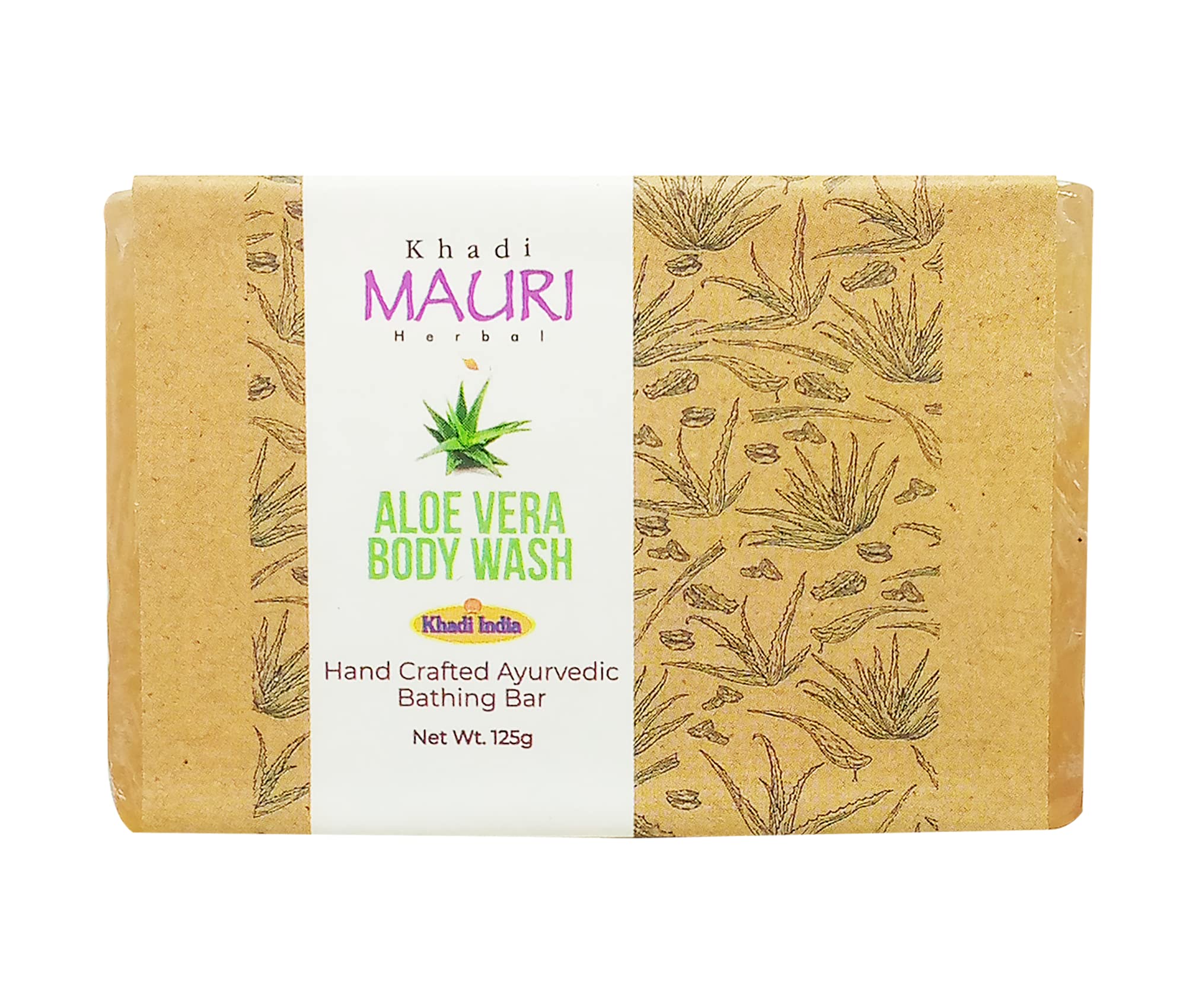 Khadi Mauri Aloe Vera Soap - 100% Natural & Organic, 125g Bar for Glowing Skin - Pack of 1 | Gentle Cleansing for Face & Body, Perfect for Dry & Sensitive Skin Care Routine