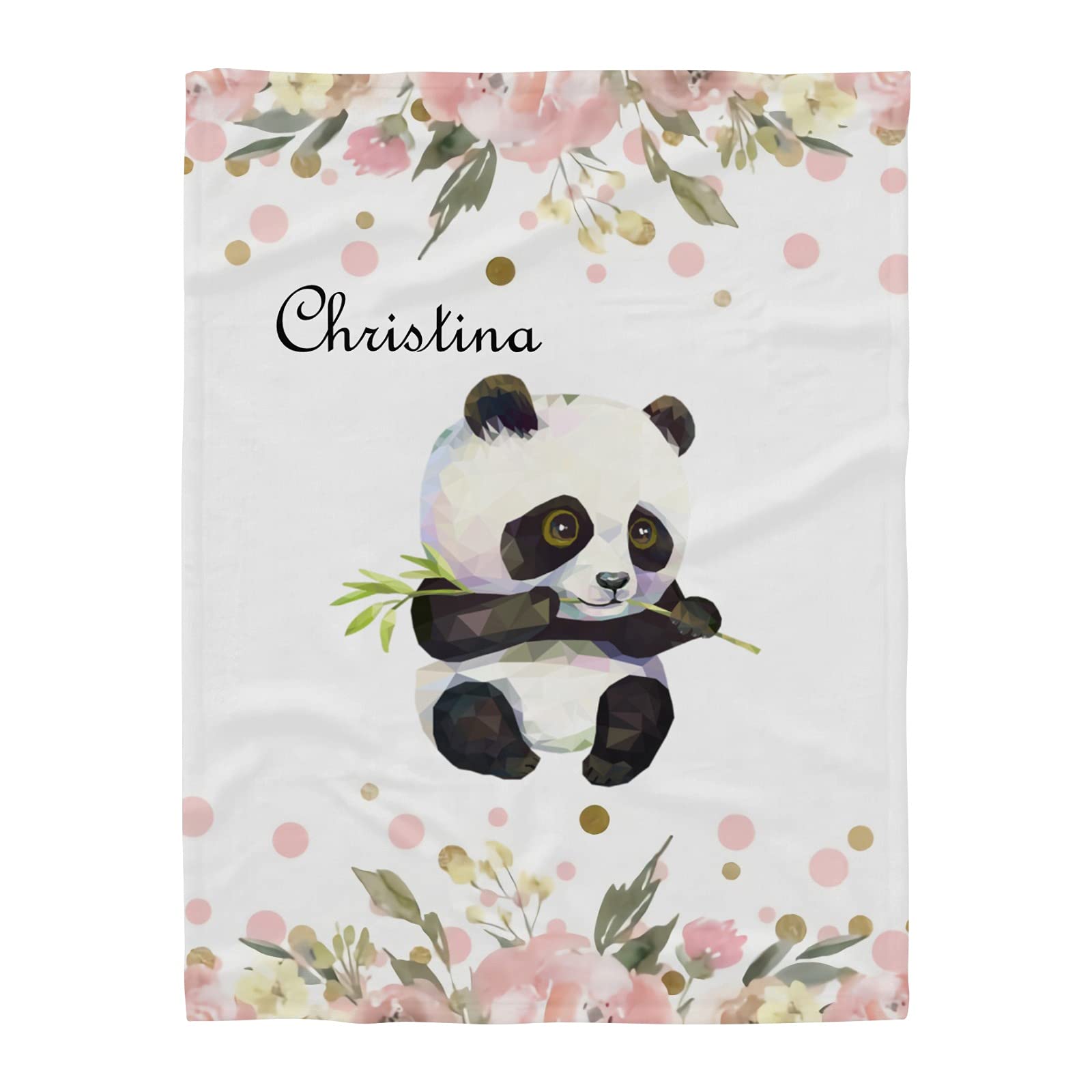 Personalized Watercolor Panda Baby Blanket with Name - 30