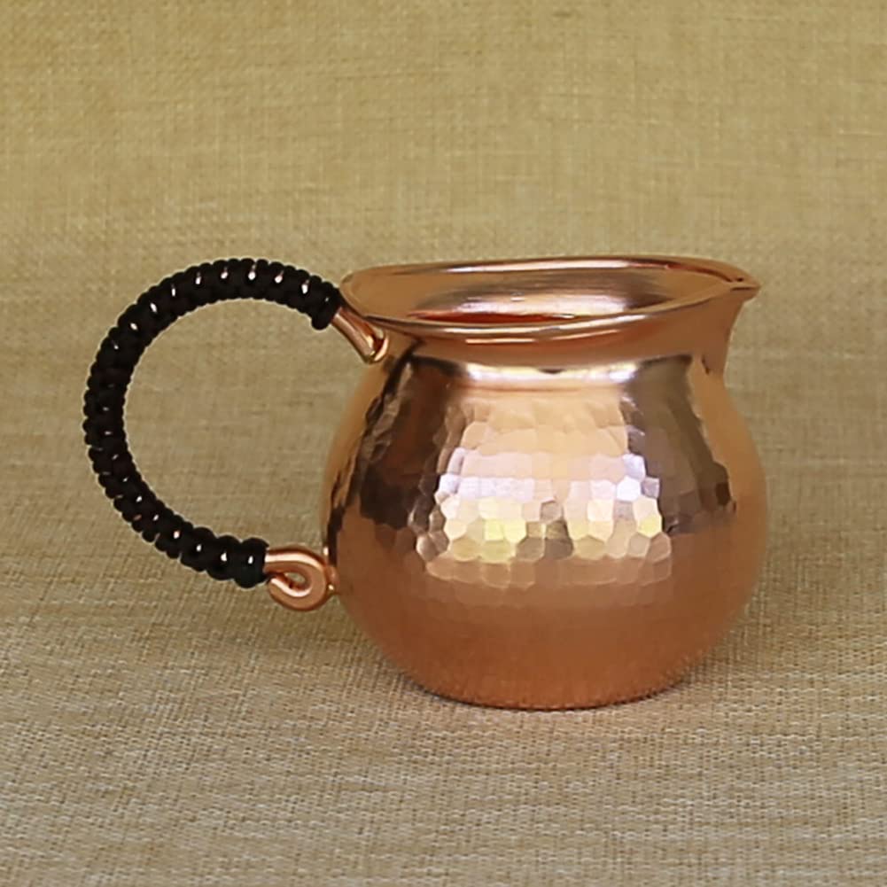 Handmade Pure Copper Justice Cup with Kung Fu Tea Filter - Traditional Chinese Tea Divider & Side Handle Tea Set for Gongfu Tea Ceremony, Home Brewing, and Gift Giving