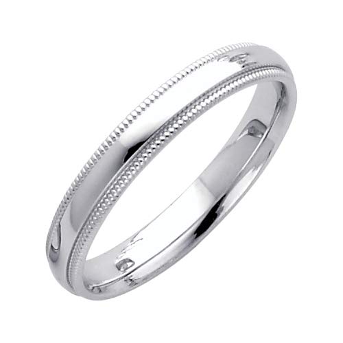 14K White Gold 3mm Milligrain Comfort Fit Wedding Band Ring for Women - Size 4-12 - Elegant Bridal Jewelry, Anniversary Gift, Promise Ring - Perfect for Weddings, Engagements & Special Occasions