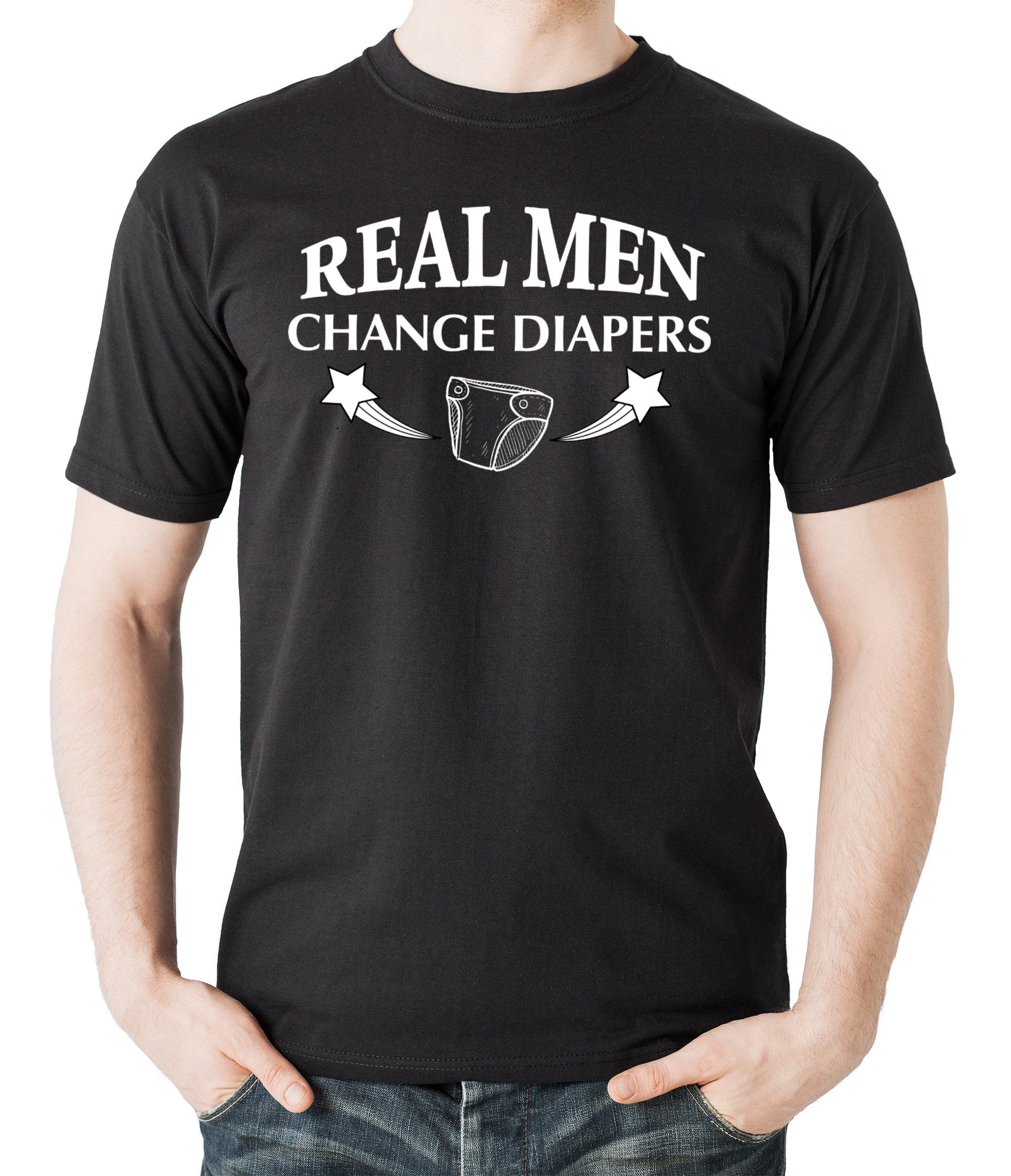 Funny Dad Maternity T-Shirt - Real Men Change Diapers Tee for New Fathers - Perfect for Baby Showers & Parenting Humor
