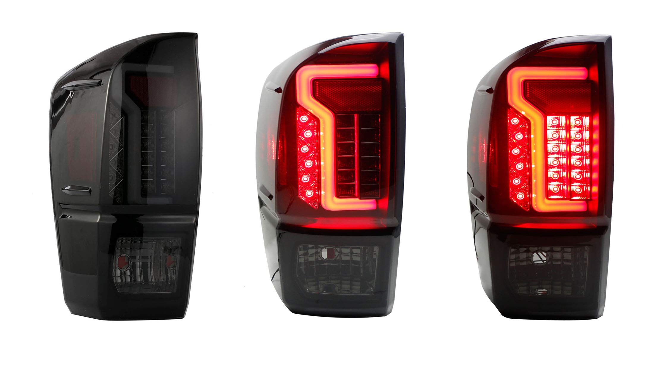 iJDMTOY Smoked Lens Full LED Taillight Lamps with LED Reverse Light Replacement Bulbs Kit for 2016-2023 Toyota Tacoma - Complete LED Tail, Brake, Running & Turn Signal Lights - Upgrade for Night Driving & Enhanced Safety