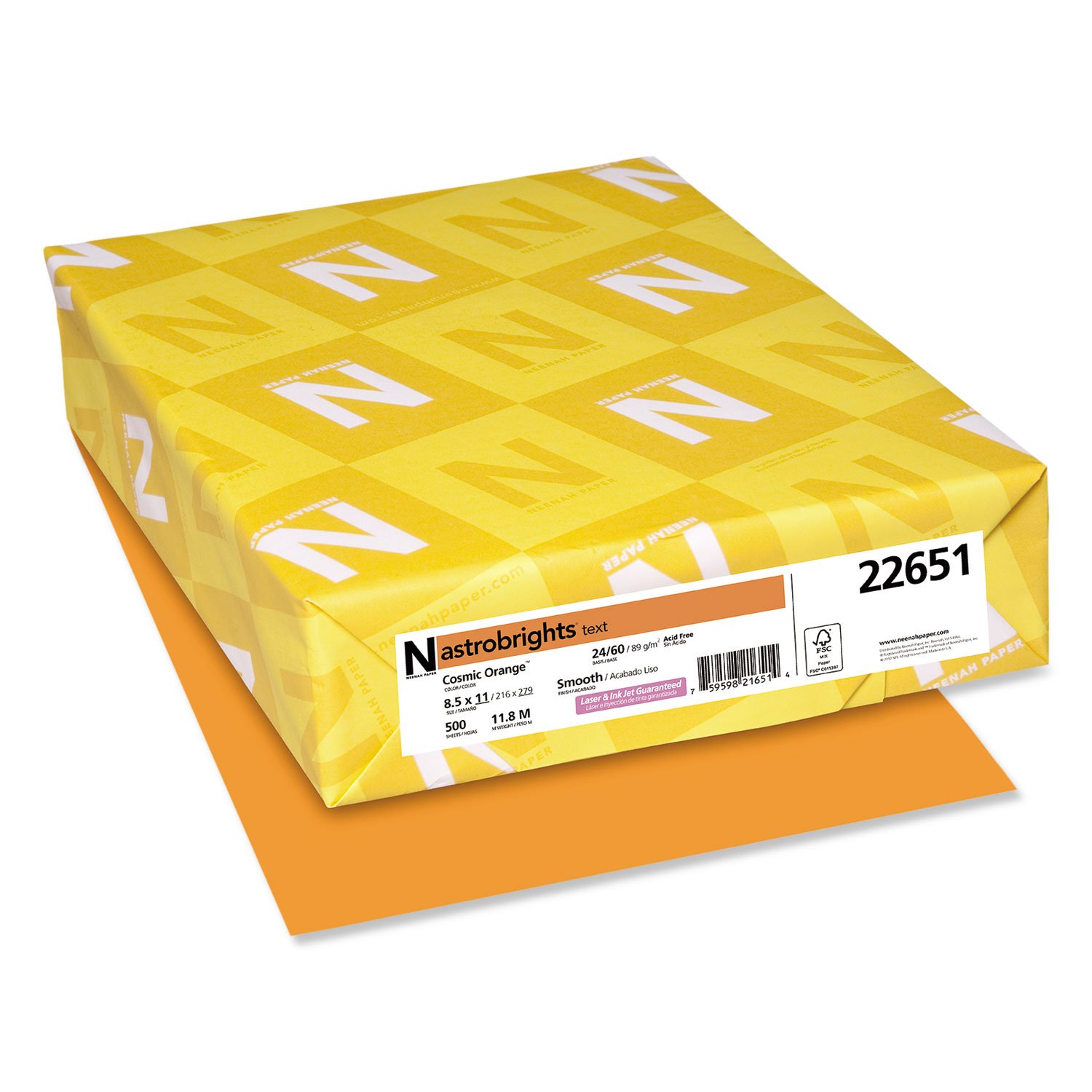 Neenah Paper 22651 Premium 24lb Color Paper - 8.5 x 11 Inches, Cosmic Orange, 500 Sheets for Office, School, Crafting & DIY Projects