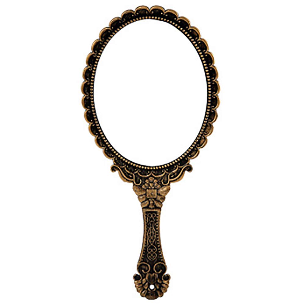 Creative Handheld Oval Makeup Mirror - Portable Cosmetic Mirror for Women, Brown Plastic Beauty Tool | Perfect for Travel, Home & Professional Makeup Application