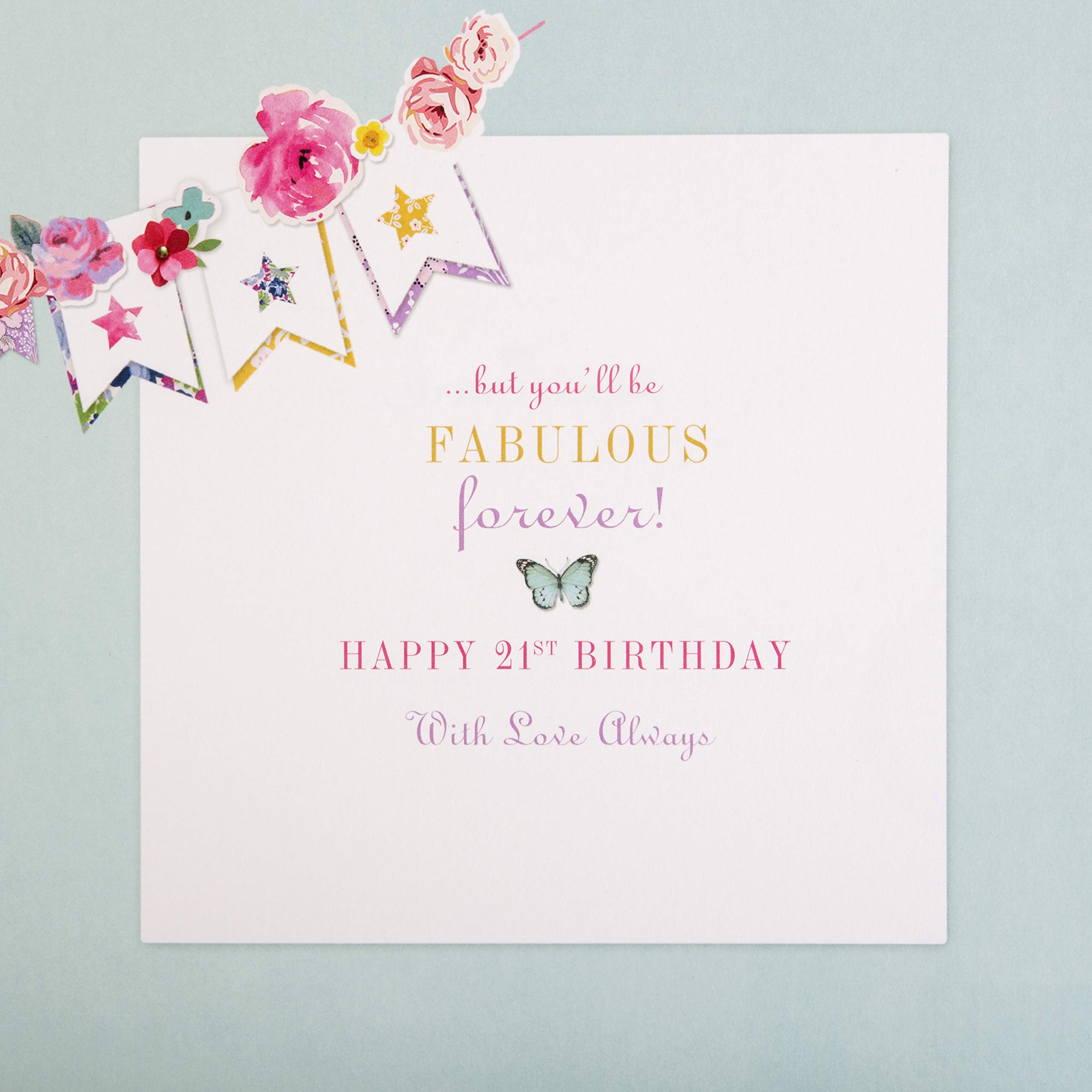 Hallmark 21st Birthday Card for Daughter - 'Bellissima' 3D Bunting Design | Funny & Heartwarming Greeting Card for Adult Daughter's Milestone Birthday | Perfect for College Graduation, First Job Celebration & Coming of Age Gifts