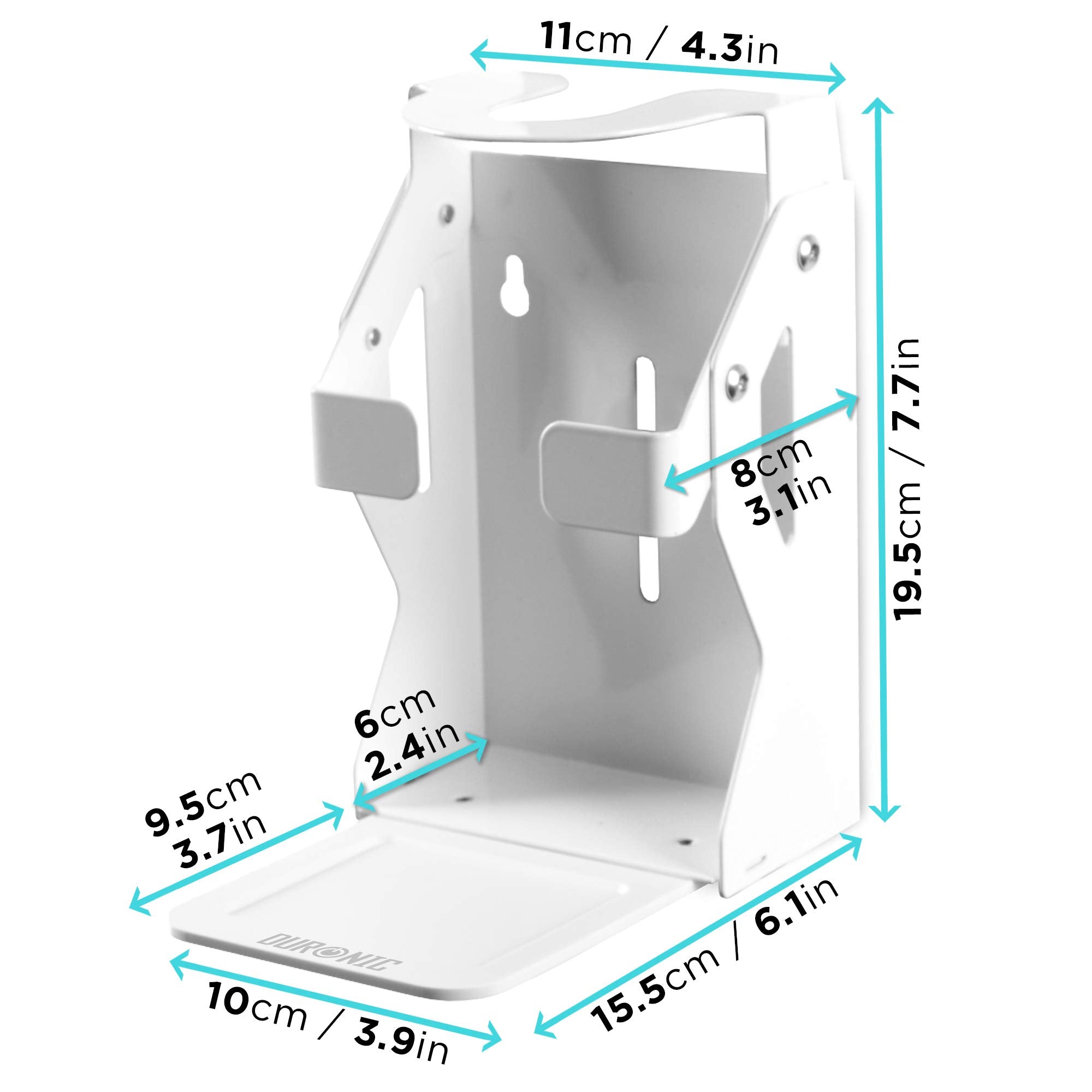 Duronic STW S1L Wall Mounted Hand Sanitizer Dispenser with Drip Tray - Holds 1L S1000ML Pump Bottle | Anti-Theft Locking System | Easy Installation for Homes, Offices & Public Spaces