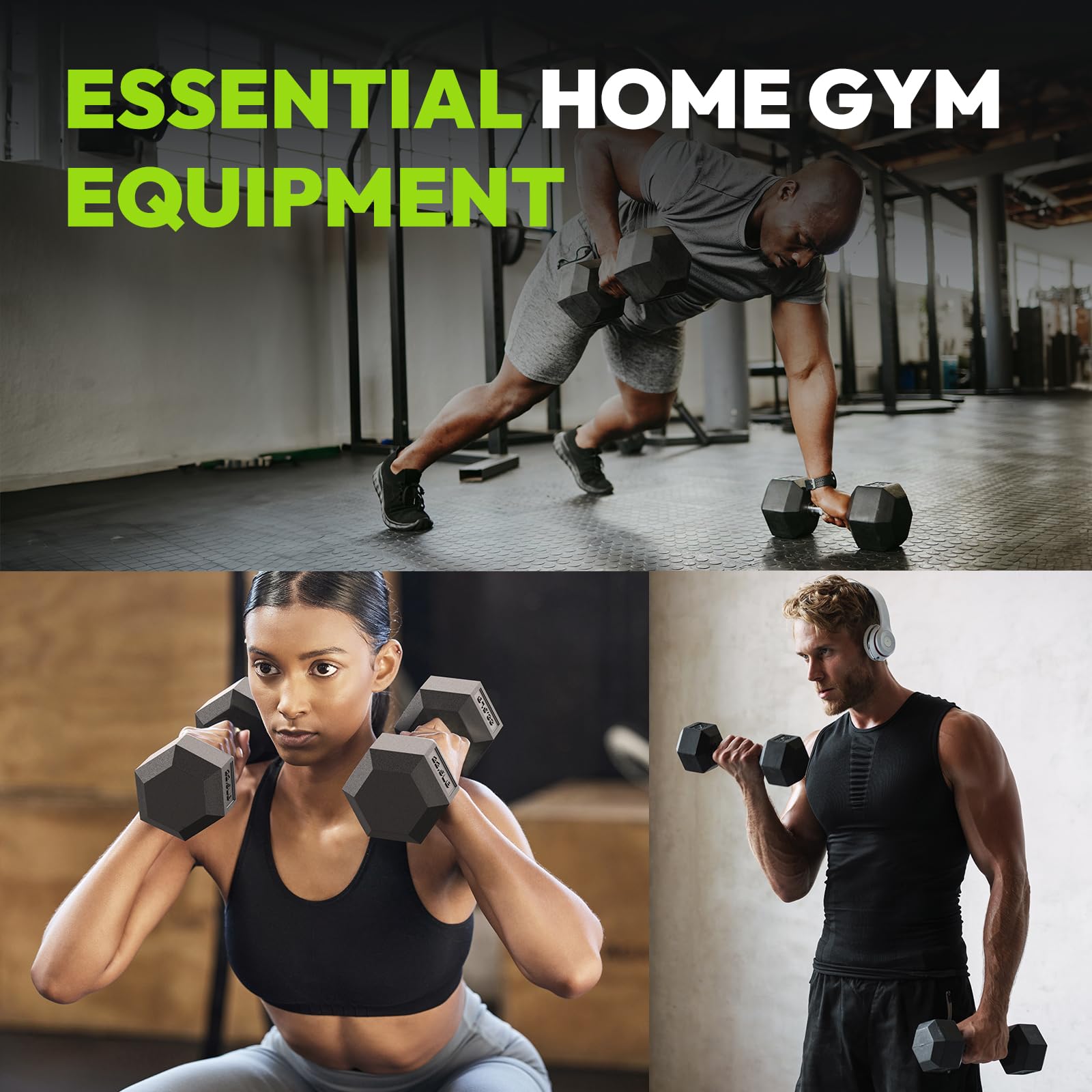 Hex Dumbbell Set 2.5-400 lb - Rubber Encased Exercise Dumbbells for Strength Training & Fitness - Pair of Hand Weights for Home Gym, CrossFit, and Weightlifting Workouts