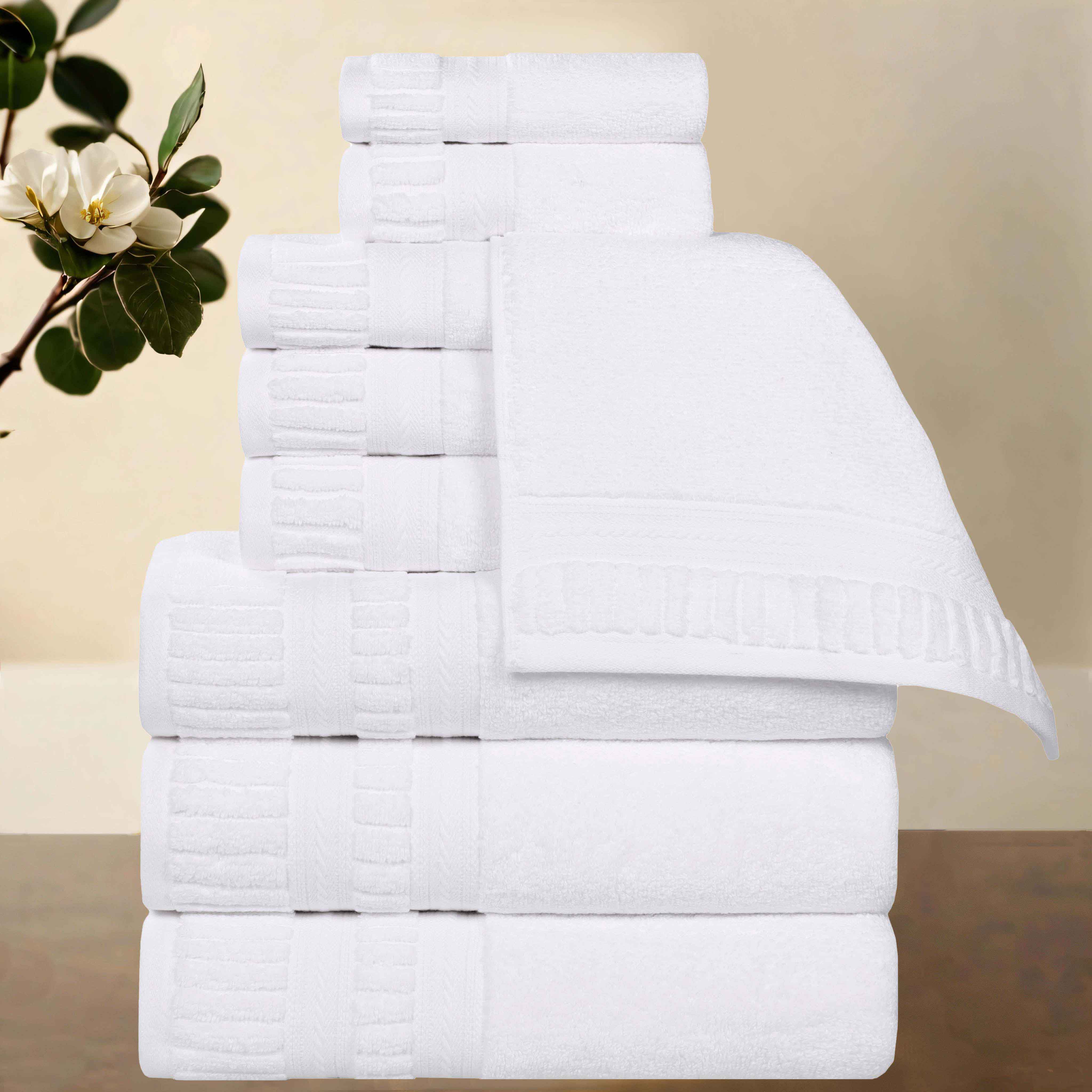 Premium Venice Zero Twist Cotton Towel Set - 9 Piece Bath Towels, Soft & Absorbent Medium Weight for Spa, Hotel & Home Use