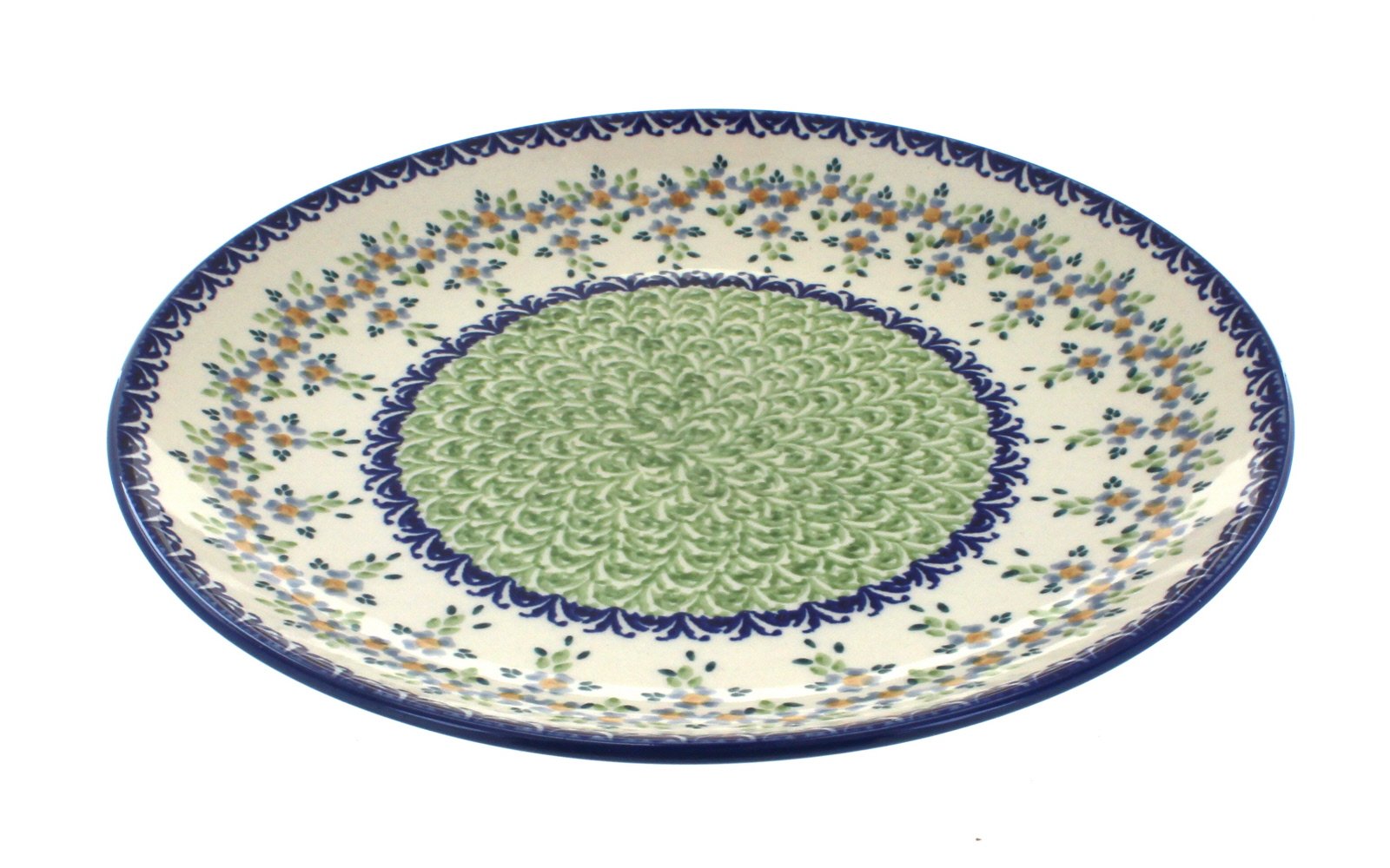Handmade Blue Rose Polish Pottery Dinner Plate - Floral Summer Vine Design for Dining & Home Decor | Perfect for Wedding, Party & Everyday Use