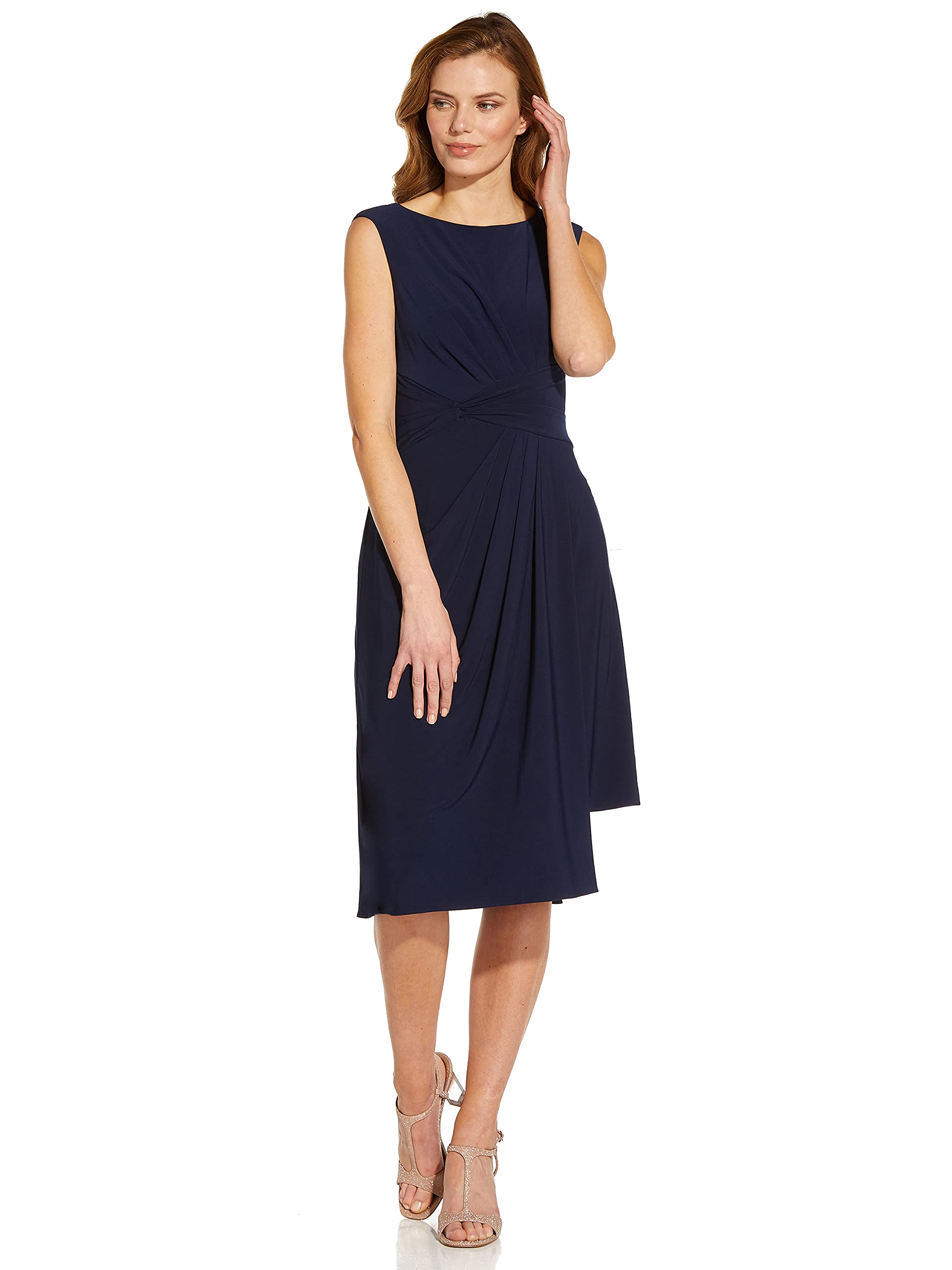 Adrianna Papell Women's Elegant Asymmetric Draped Jersey Dress - Perfect for Cocktail Parties, Evening Events & Special Occasions