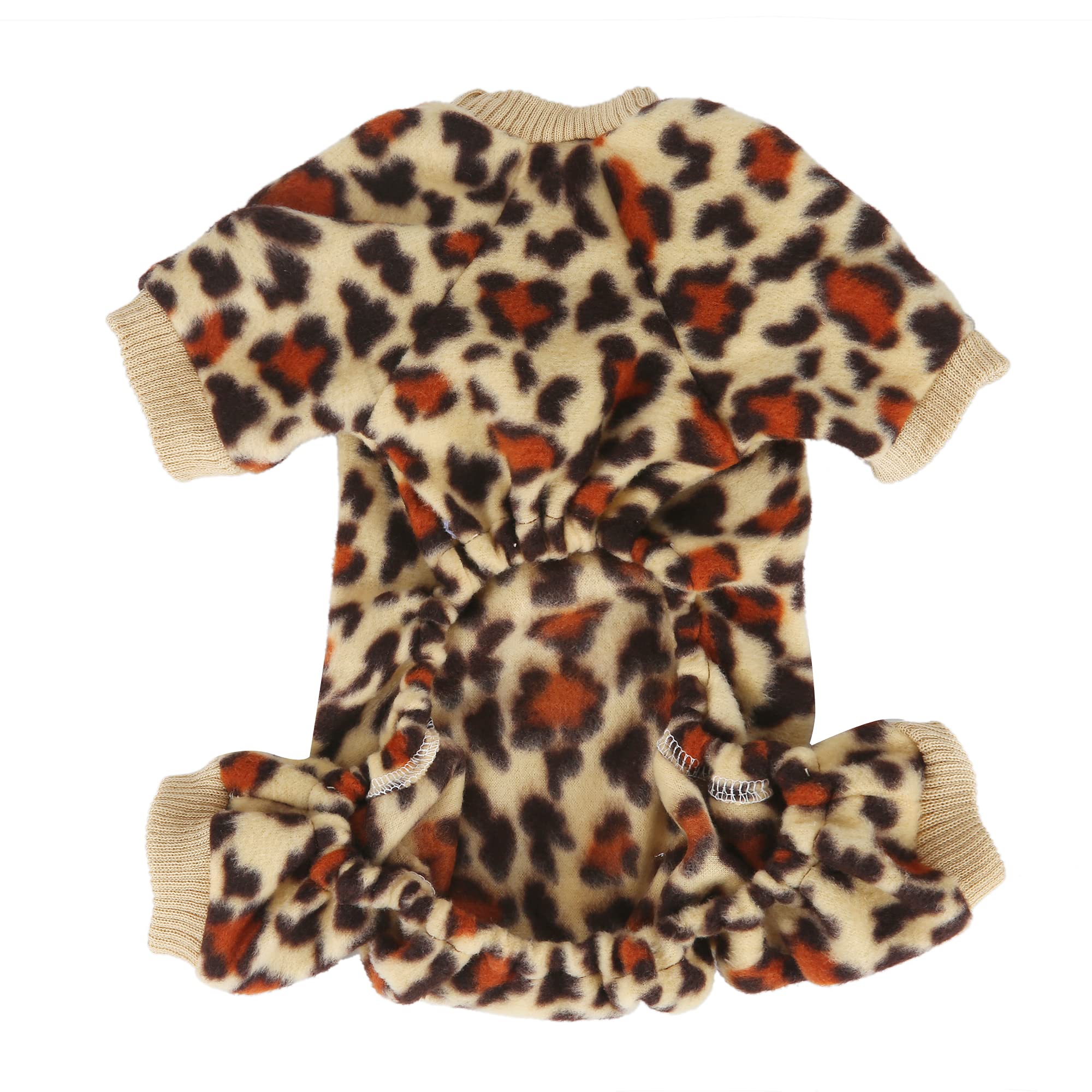 Leopard Print Dog Pajamas for Small Dogs - Stretchy Puppy Pjs Jumpsuit Pet Clothes | Cozy Sleepwear for Winter Nights & Indoor Lounging