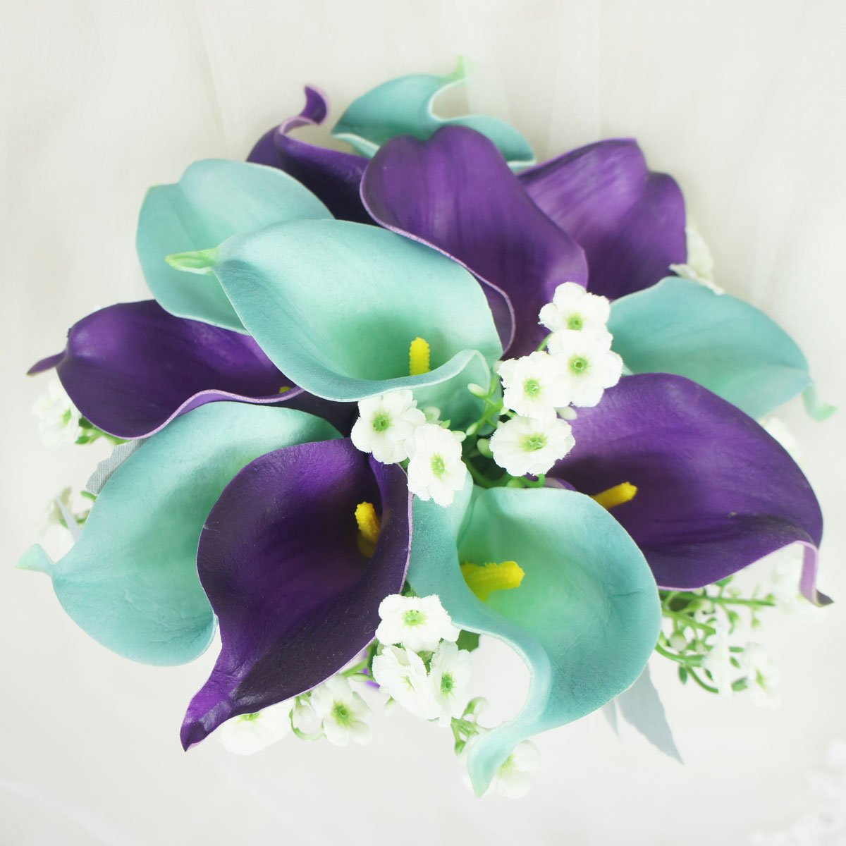 Purple Calla Lilies Bouquet with Crystals for Wedding Bridesmaids