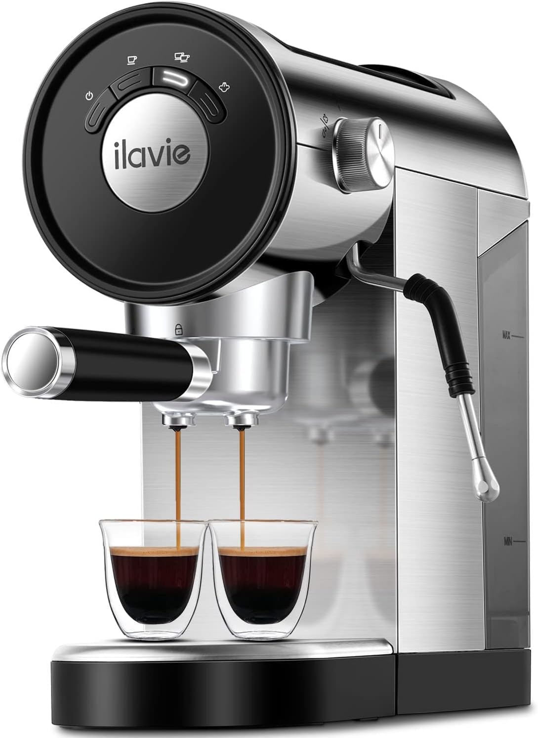 20Bar Professional Espresso Coffee Machine with Milk Frother - 900ml Removable Water Tank Stainless Steel Espresso Maker for Home Baristas - Perfect for Making Cappuccino, Latte & Espresso at Home or Office