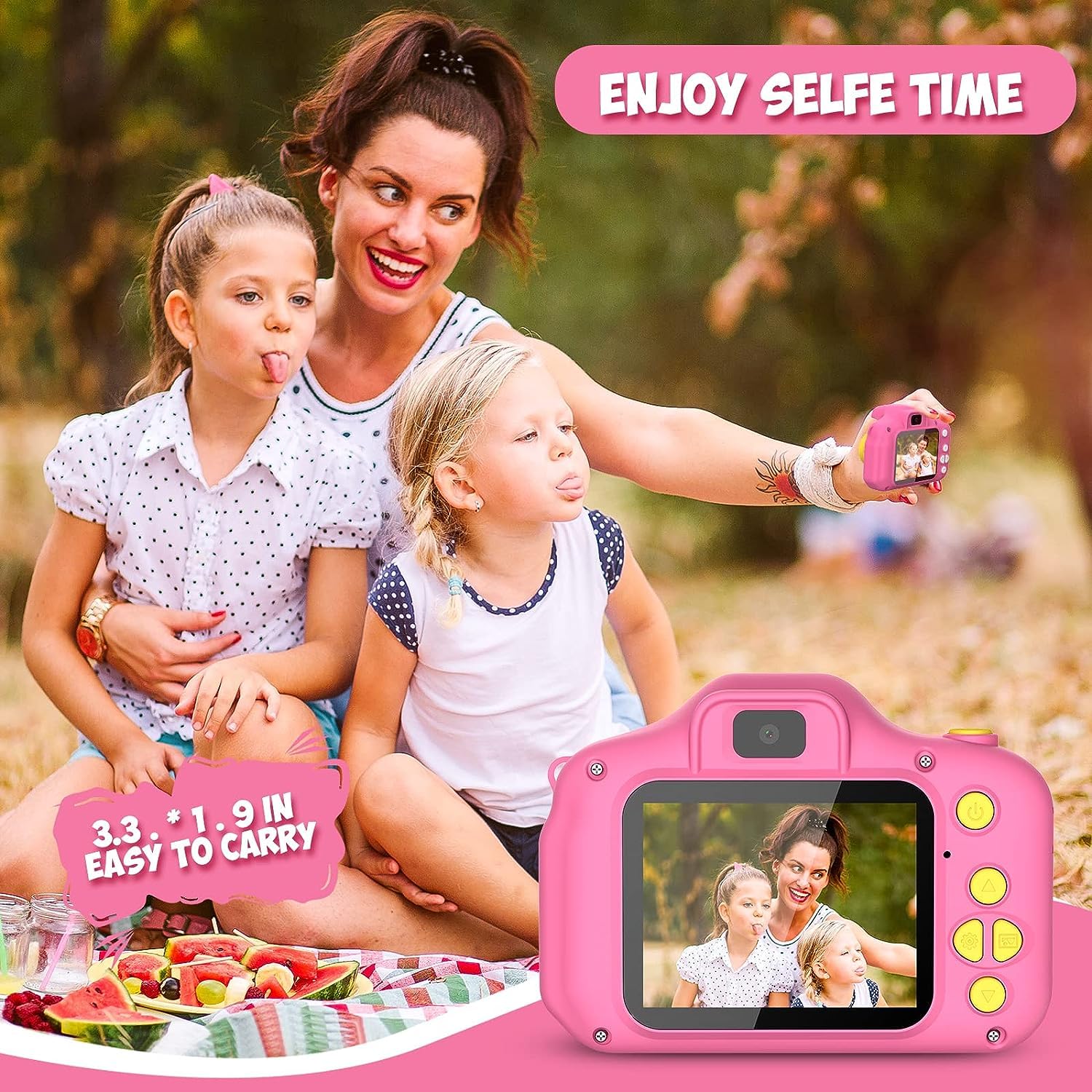 Kids Digital Camera - HD Video Camera for Girls Ages 3-9 | 32GB Memory | Perfect Christmas & Birthday Gift for Toddlers 3-8 Years Old | Portable Toy for Travel, Outdoor Play & Creative Learning