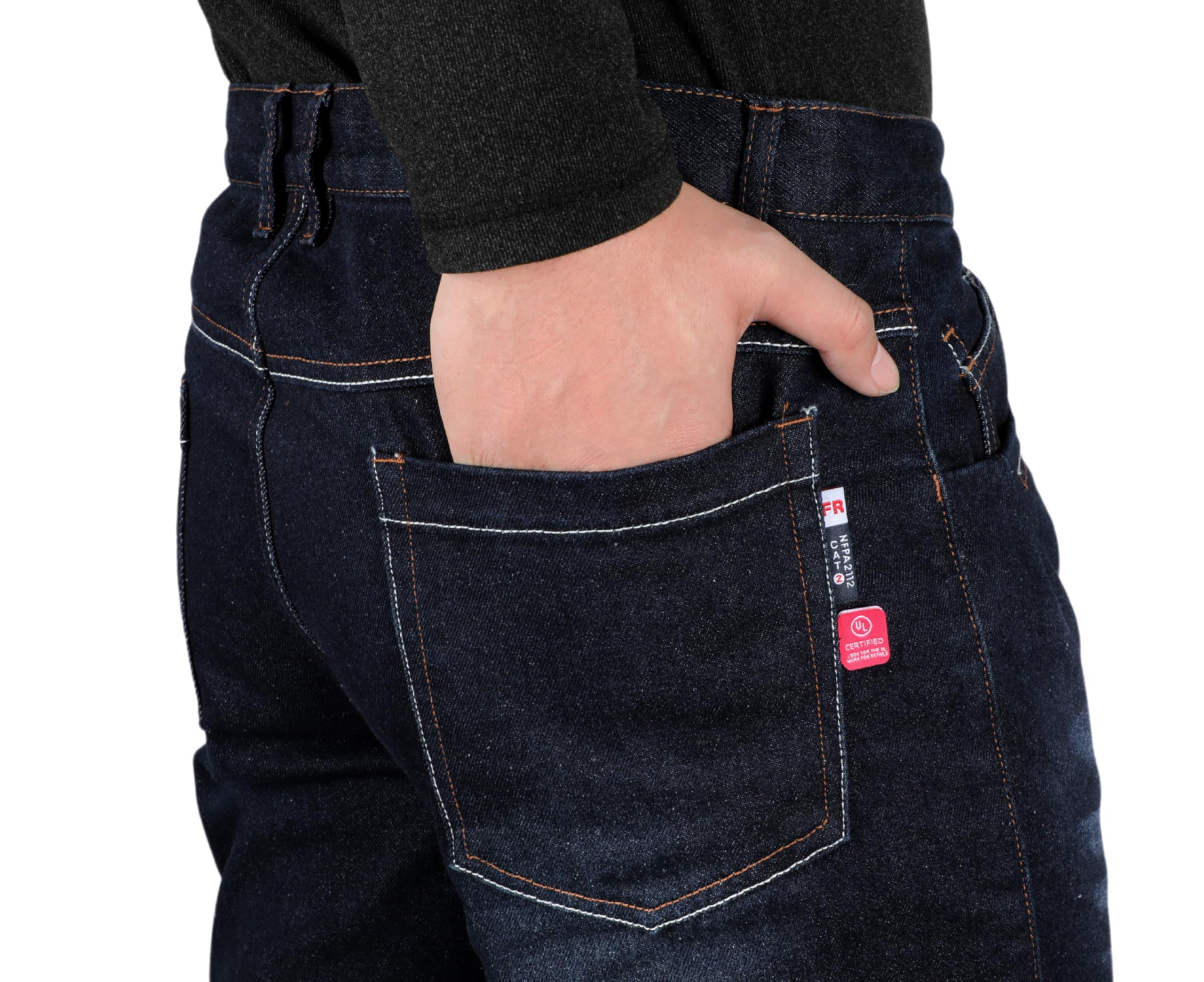 BOCOMAL FR Pants for Men - Flame Resistant Work Jeans 14oz Heavy Duty Washed Denim | Durable Safety Workwear for Construction, Welding & Industrial Jobs