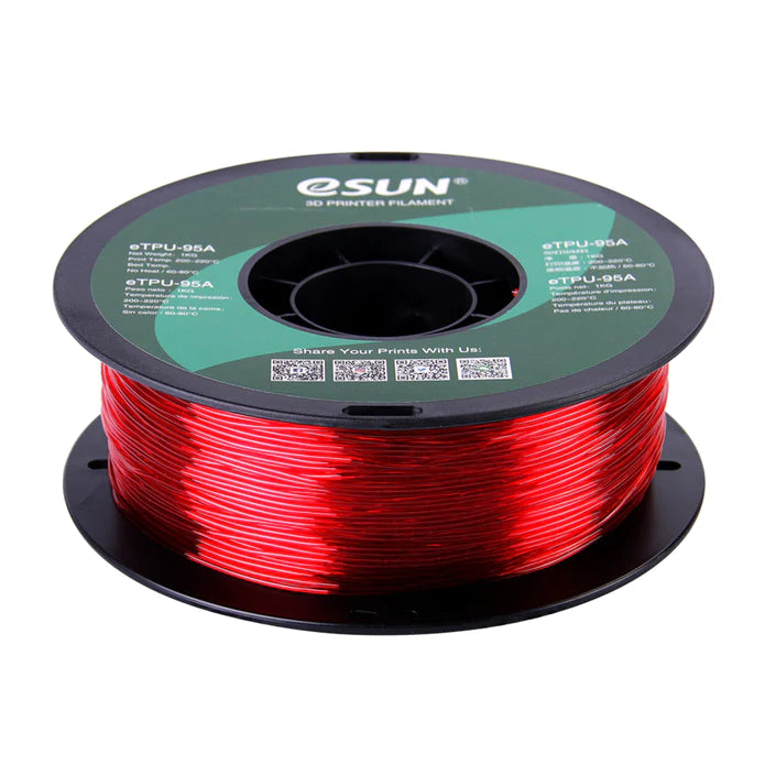 eSun TPU 95A Flexible 3D Printing Filament 1.75mm 1kg Roll - High Strength, Durable & Flexible Material for Professional 3D Printers - Perfect for Phone Cases, Wearables & Industrial Prototypes