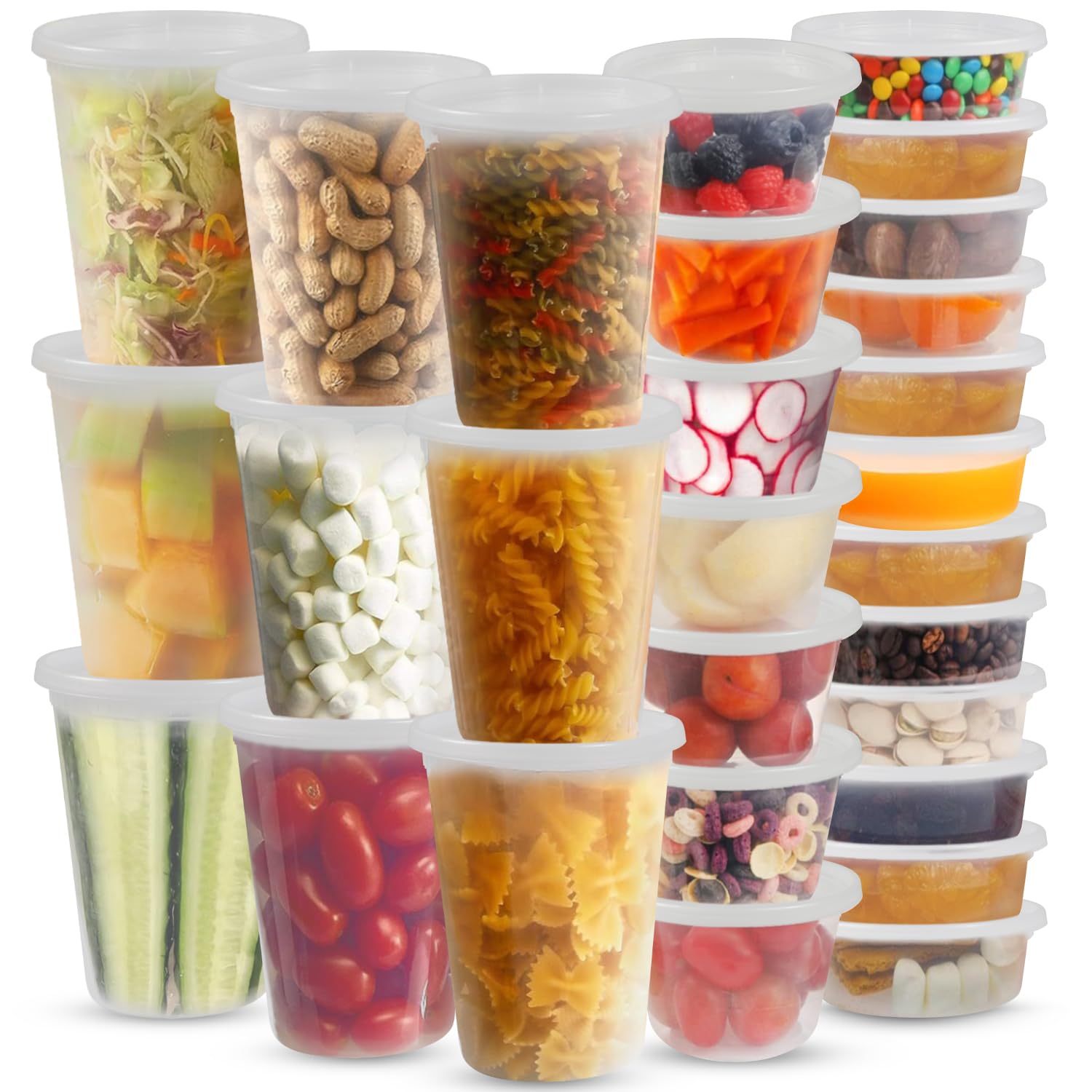 Klex 8 Oz (12 Sets) BPA-Free Heavyweight Plastic Meal Prep Containers with Airtight Lids - Freezer, Dishwasher & Microwave Safe Round Food Storage Containers for Soup, Leftovers & Meal Prep | Ideal for Home, Office & Restaurant Use