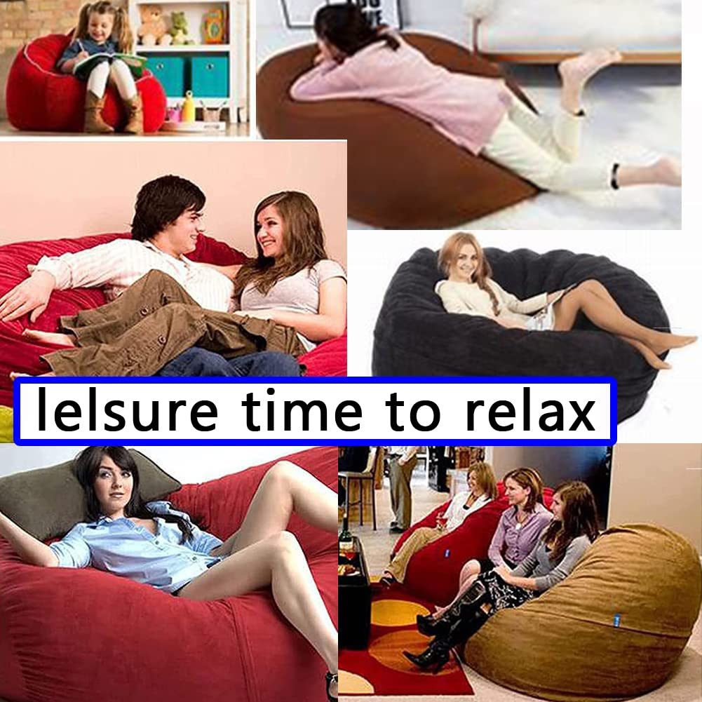 7ft Giant Fur Bean Bag Chair for Adults - Ultra Soft & Comfy Oversized Bean Bag Cover Only - Perfect for Living Room, Bedroom, or Game Room Relaxation