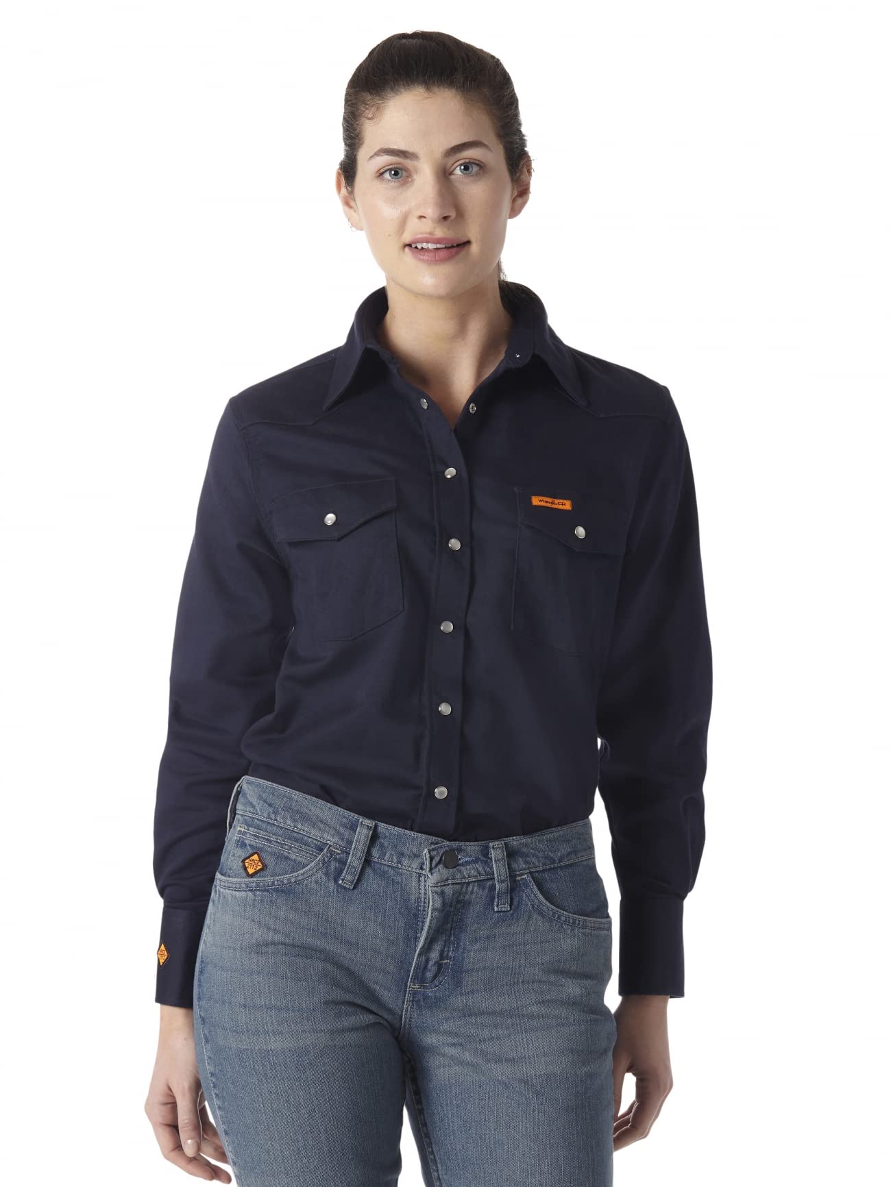 Wrangler Women's Flame Resistant Long Sleeve Shirt - FR Work Shirt for Safety & Comfort - Perfect for Construction, Welding & Outdoor Jobs