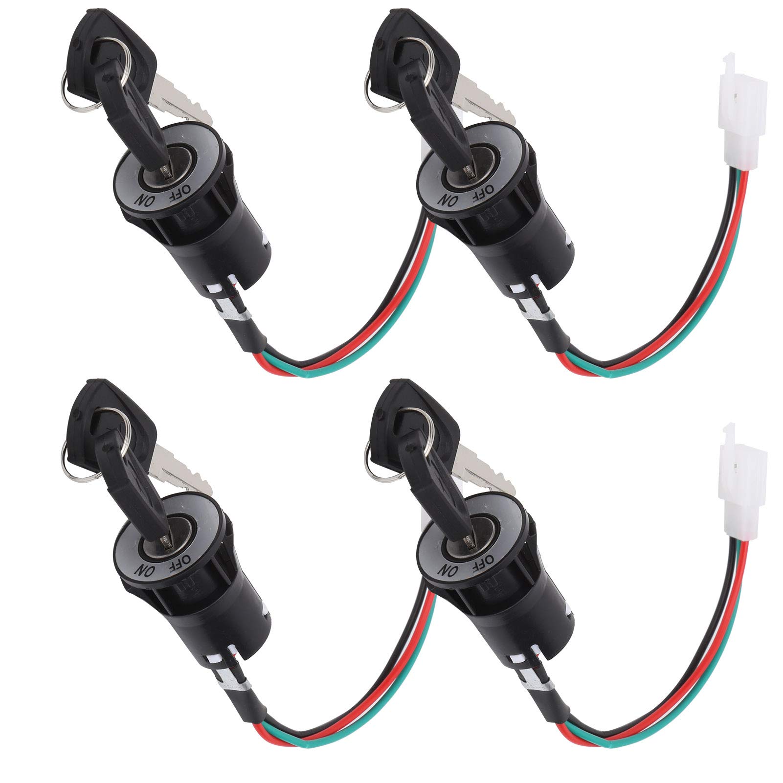 Vbestlife 4Pcs Universal Ignition Switch with 8 Keys - 3 Power Cable Electric Bike Ignition Lock & Starter Switch - Motorcycle & E-Bike Modification Accessories for DIY Repair & Upgrade Projects