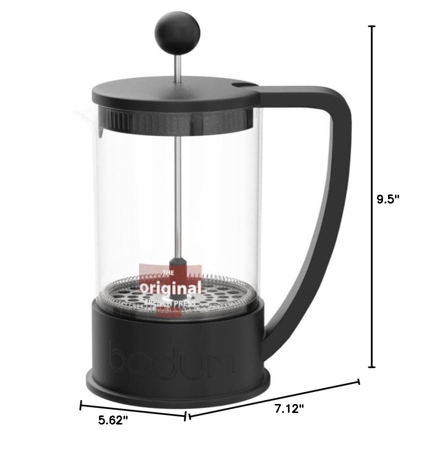 Bodum 51oz Brazil French Press Coffee Maker - Heat-Resistant Borosilicate Glass, Durable Black Coffee Press - Perfect for Home, Office & Camping Brewing