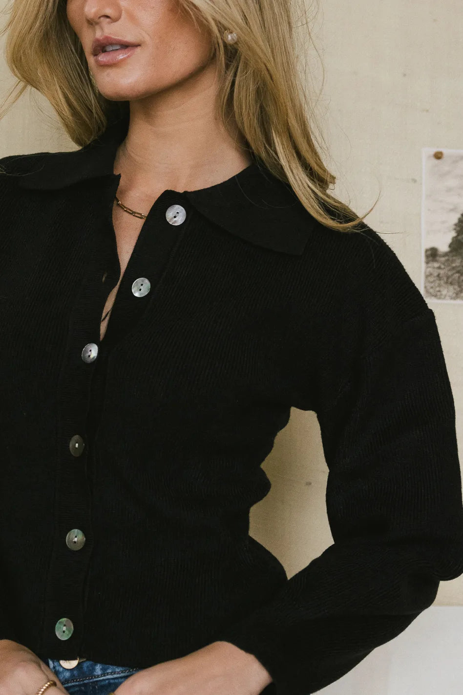 Gianna Ribbed Cardigan Women's Knit Sweater - Black | Cozy Fall & Winter Fashion | Perfect for Office, Date Night & Casual Outfits