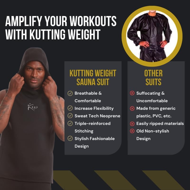Kutting Weight Neoprene Sauna Suit Hoodie for Weight Loss & Heat Training | Unisex Workout Gear for Gym, Running & Fitness | Sweat Enhancer for Sauna Sessions & Detox