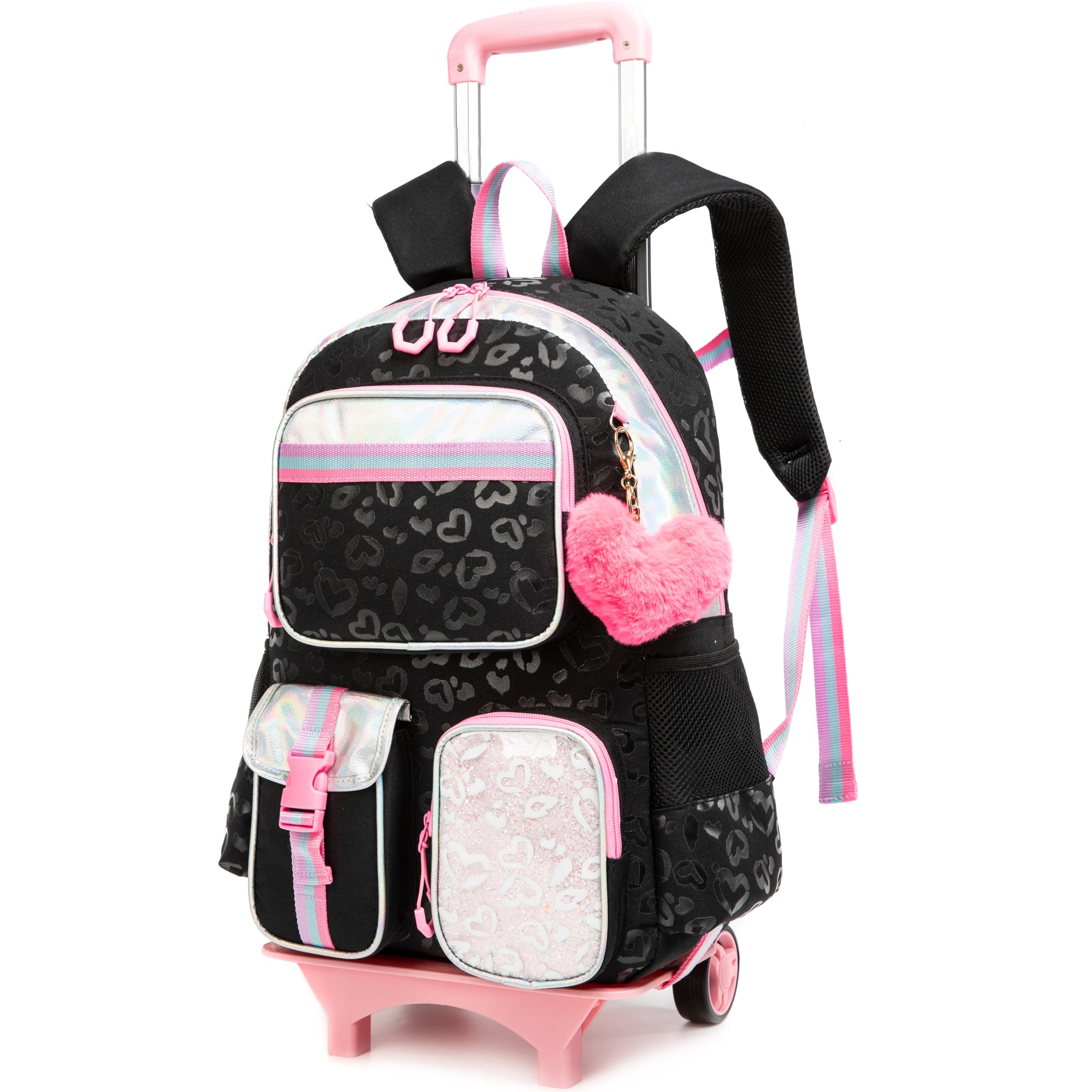 **Meetbelify Rolling Backpack for Girls - Cute Wheeled School Backpack for Elementary Students | Lightweight Carry-On for Travel & Daily Use**