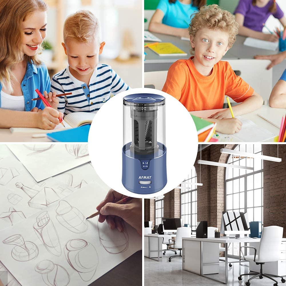Auto Stop Electric Pencil Sharpener (2 Pack) - Gray & Blue Dual Color Set for School, Office & Home Use - Perfect for Students, Teachers & Artists