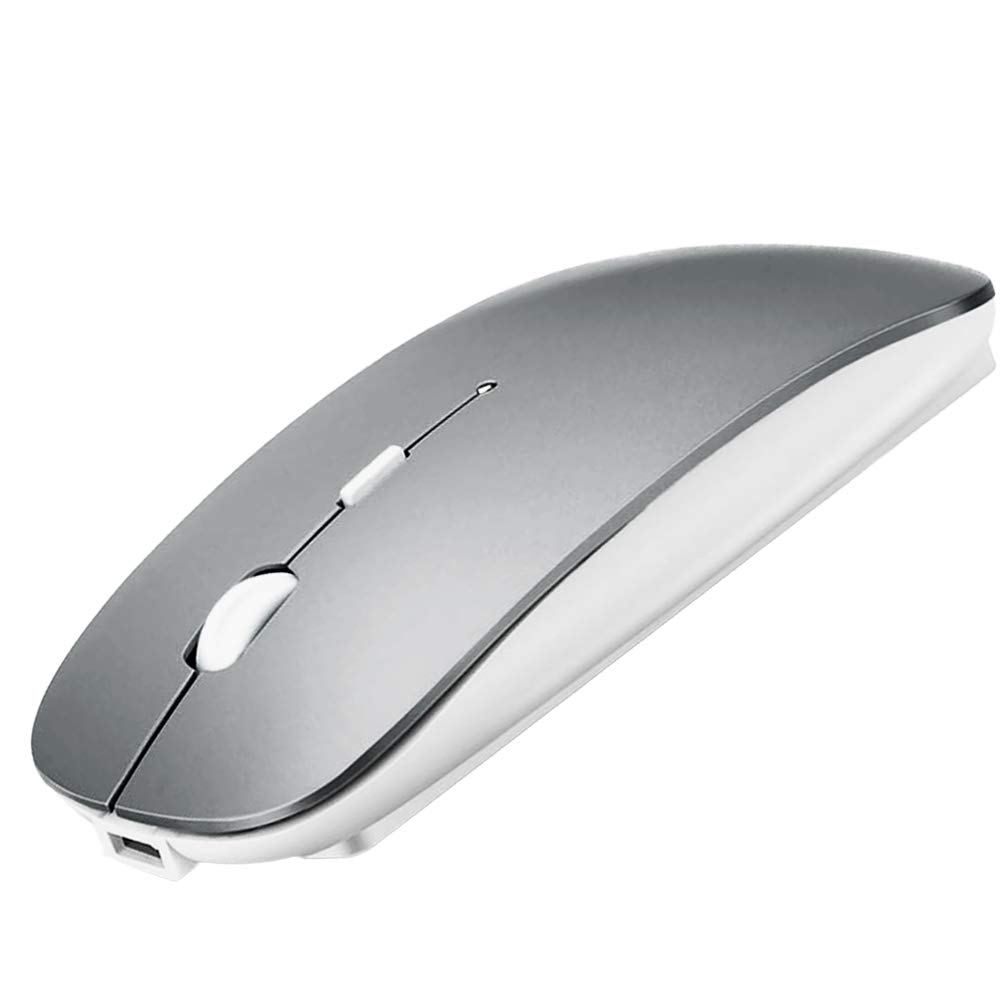 Wireless Bluetooth Mouse for MacBook Pro/Air, iMac, iPad, PC, Laptop - Ergonomic Design, Long Battery Life - Perfect for Office, Home, Travel & Gaming (BT/2 Grey-White)