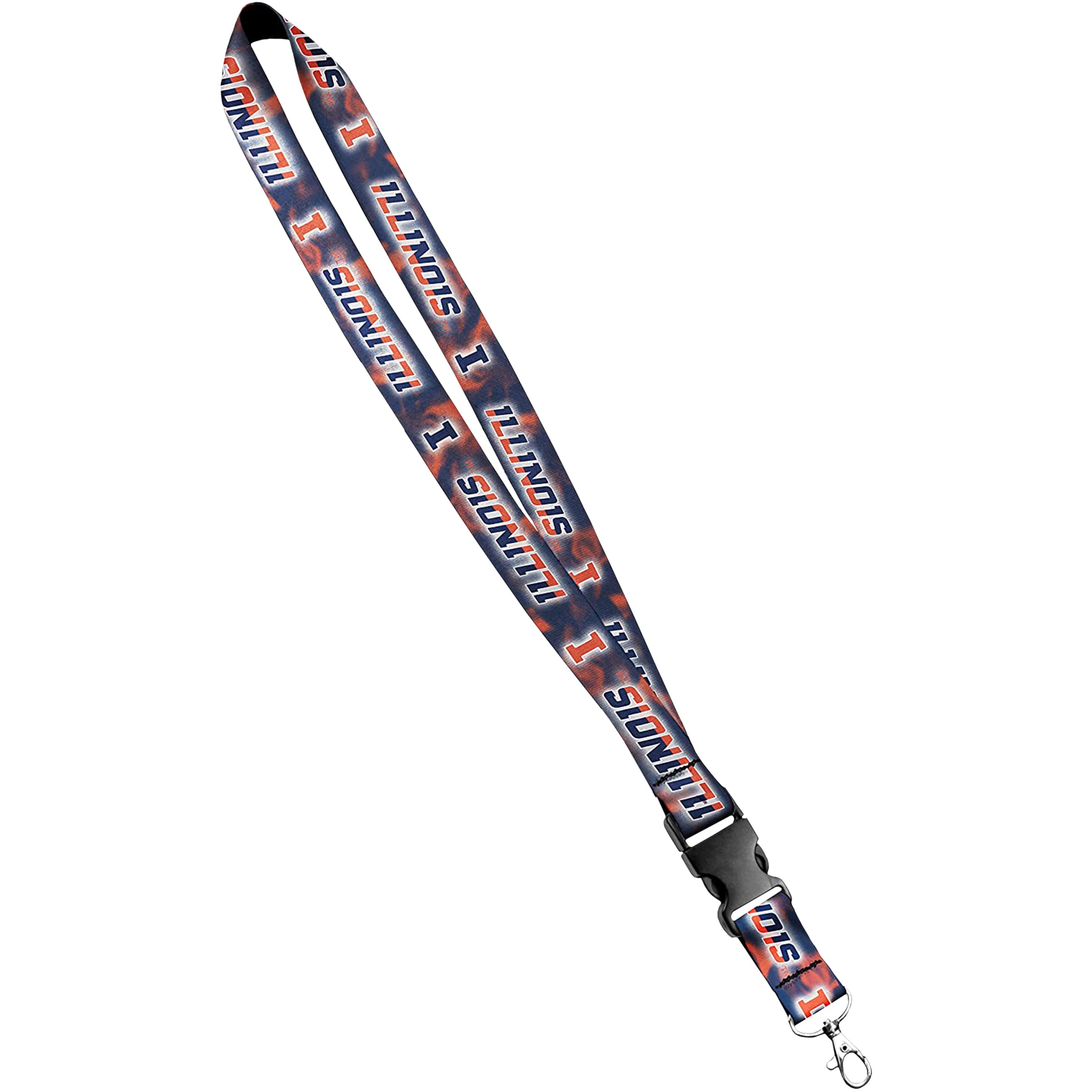University of Illinois Lanyard - Smoke Color Polyester Keychain Necklace, ID Badge Holder (1 Inch Wide) - Perfect for Campus Events, Work IDs, and Key Organization