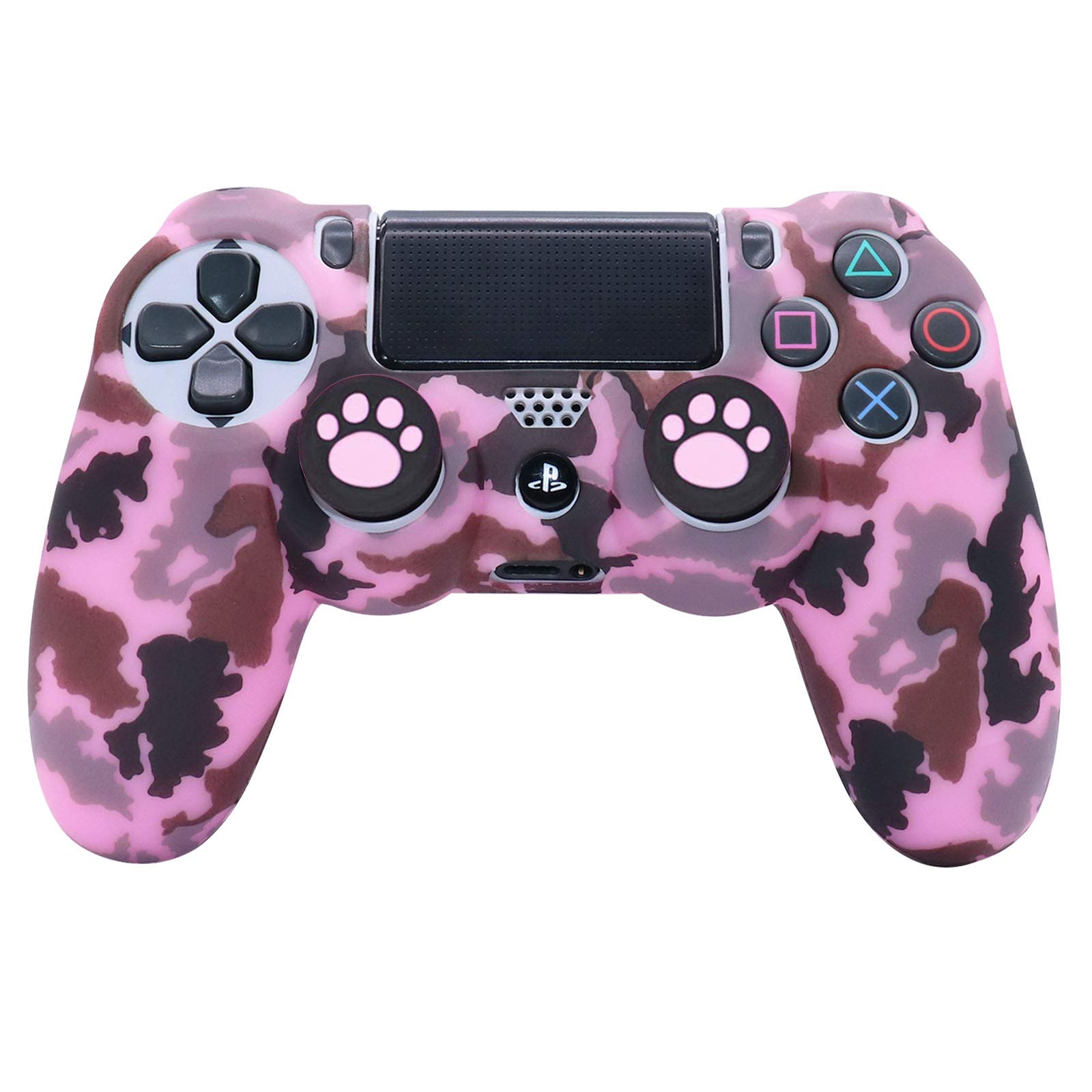 Pink Silicone PS4 Controller Skin Cover with 10 Thumb Grips - Compatible with PS4, PS4 Slim & PS4 Pro - Protective Gaming Accessory for Enhanced Grip & Comfort - Perfect for Long Gaming Sessions & Competitive Play