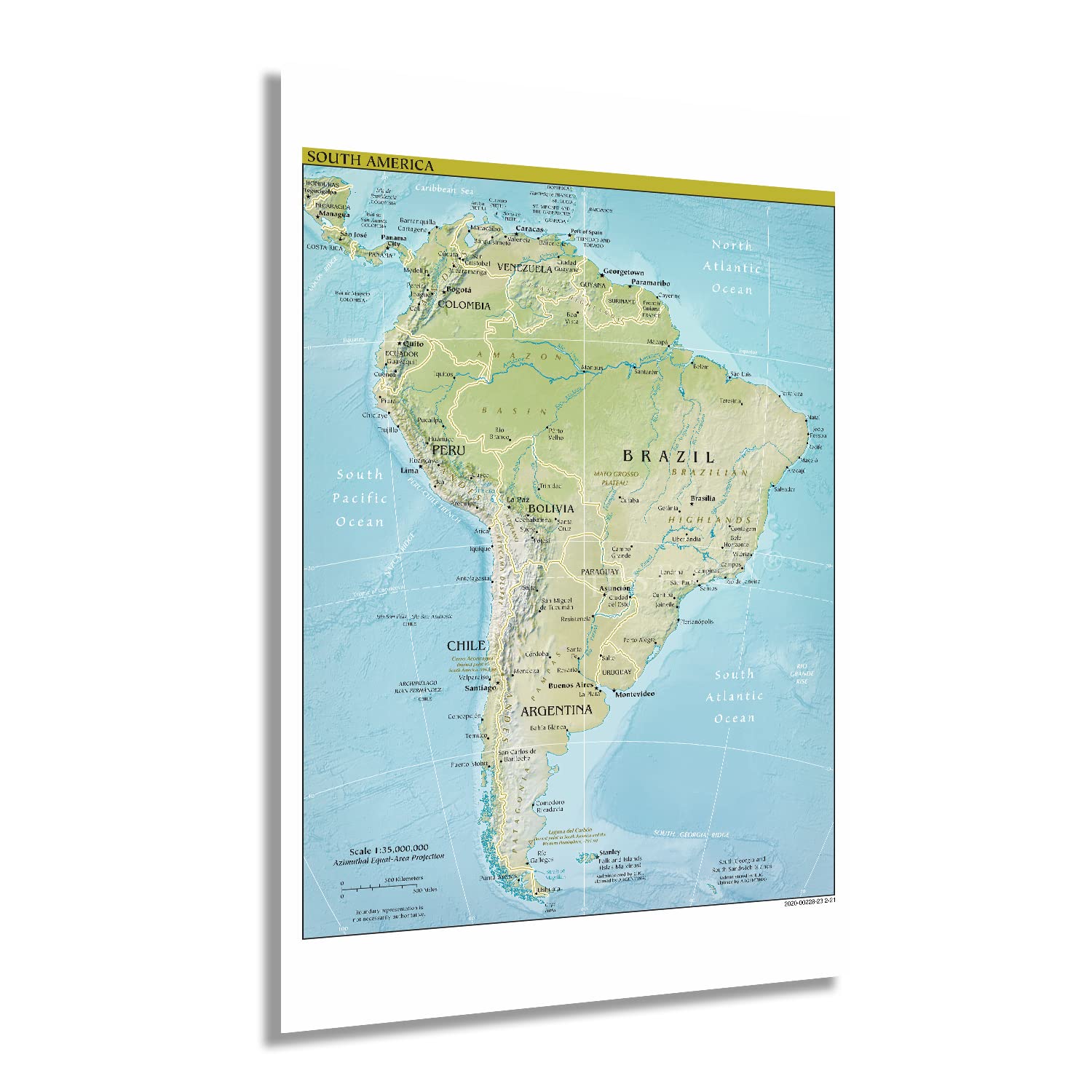 2021 South America Map Poster - 24x36 Inch Wall Art - Detailed Latin America & South America Wall Map - Perfect for Classrooms, Home Decor & Geography Enthusiasts