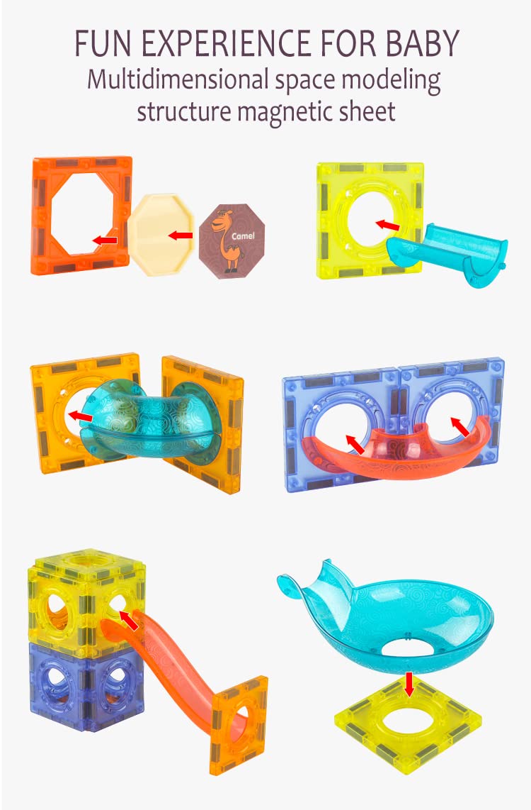 Magnetic Tiles Building Blocks for Kids - 110pcs STEM Learning Toys with Marble Run for Boys & Girls Ages 3-10 | Educational STEAM Construction Set | Perfect Christmas & Birthday Gift for Toddlers | Great for Classroom, Playroom & Home Learning Activities