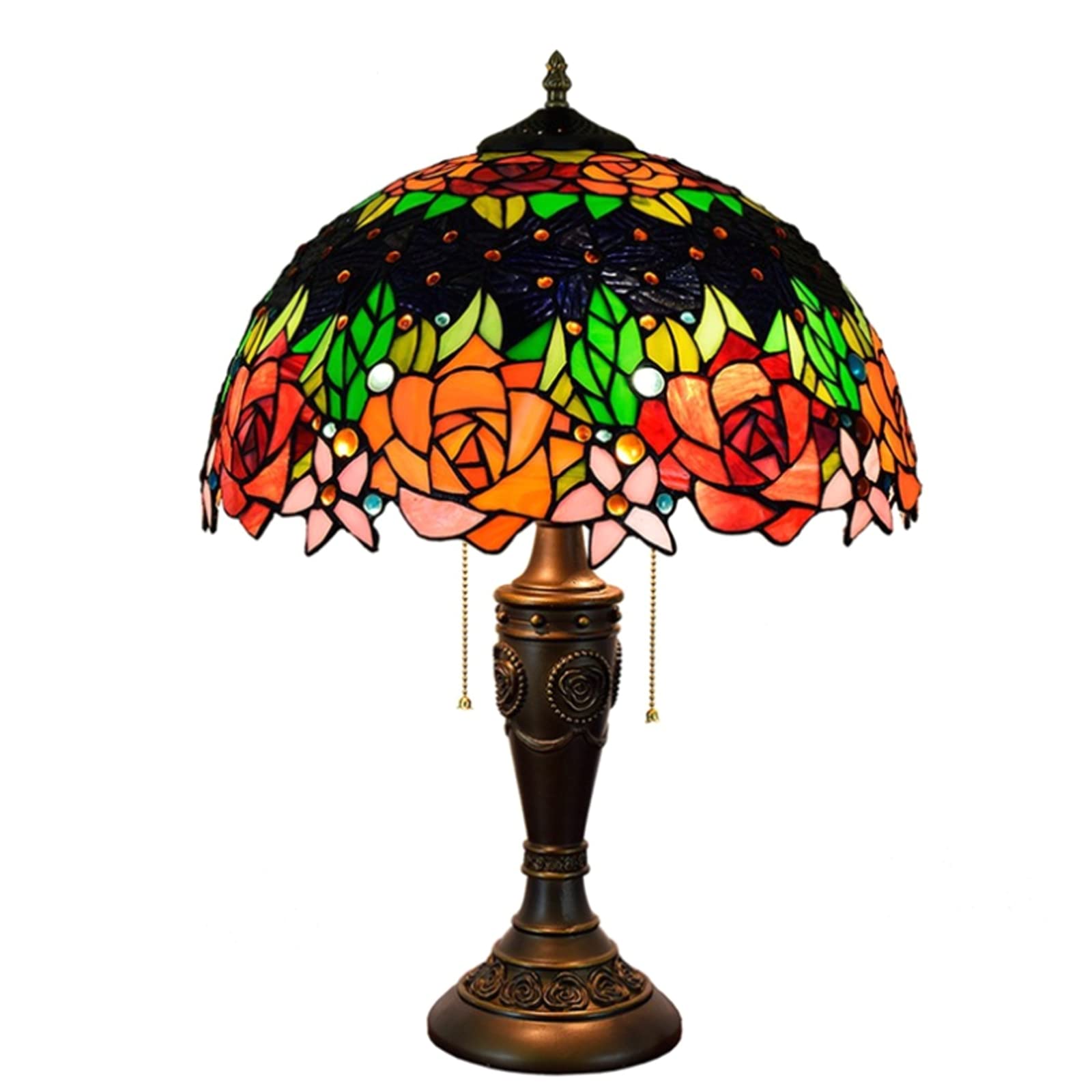 Luxury Vintage Table Lamp - Large Colorful Desk Lamp for Home Office, Bedroom, Living Room, Study | Antique Style Bedside Lamp with Warm Light for Reading, Working & Decorating Hotel, Clubhouse Spaces