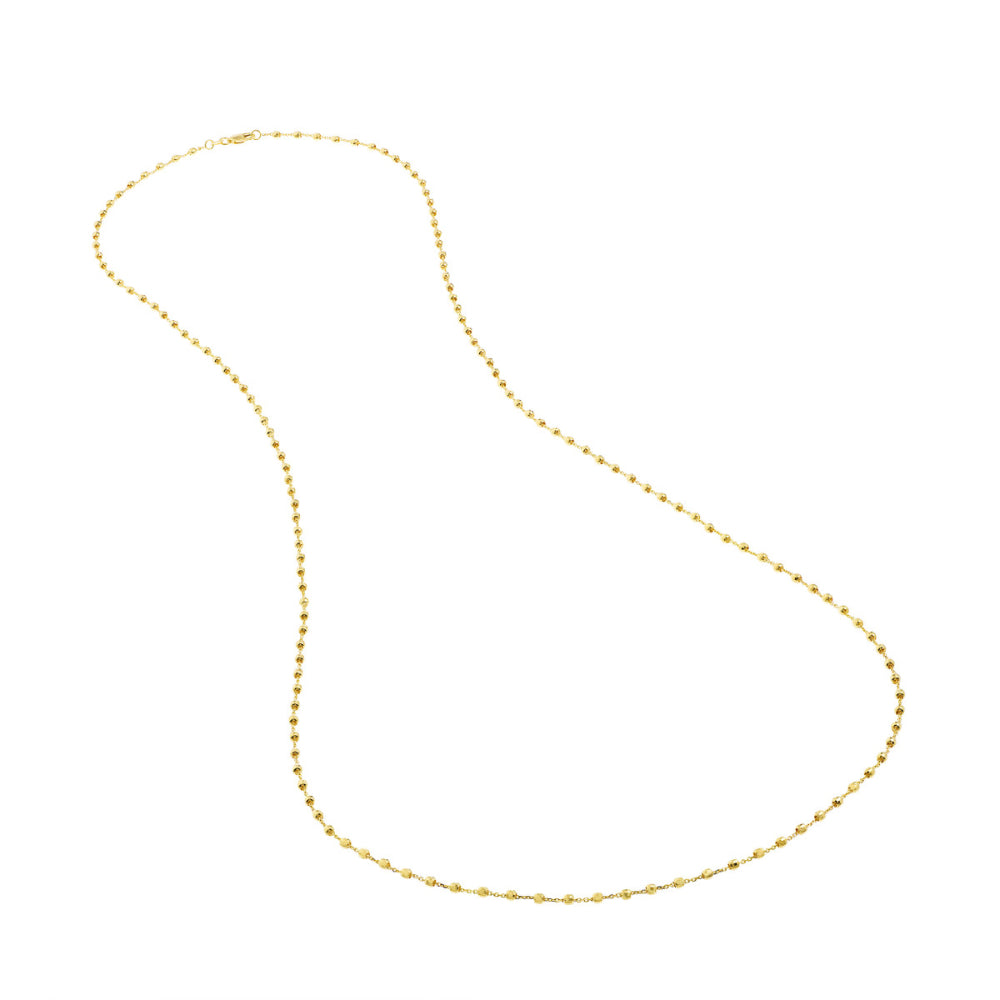 14K Gold Diamond Cut Beads Station Necklace - Elegant Layering Necklace for Women, Perfect for Weddings, Parties & Everyday Wear