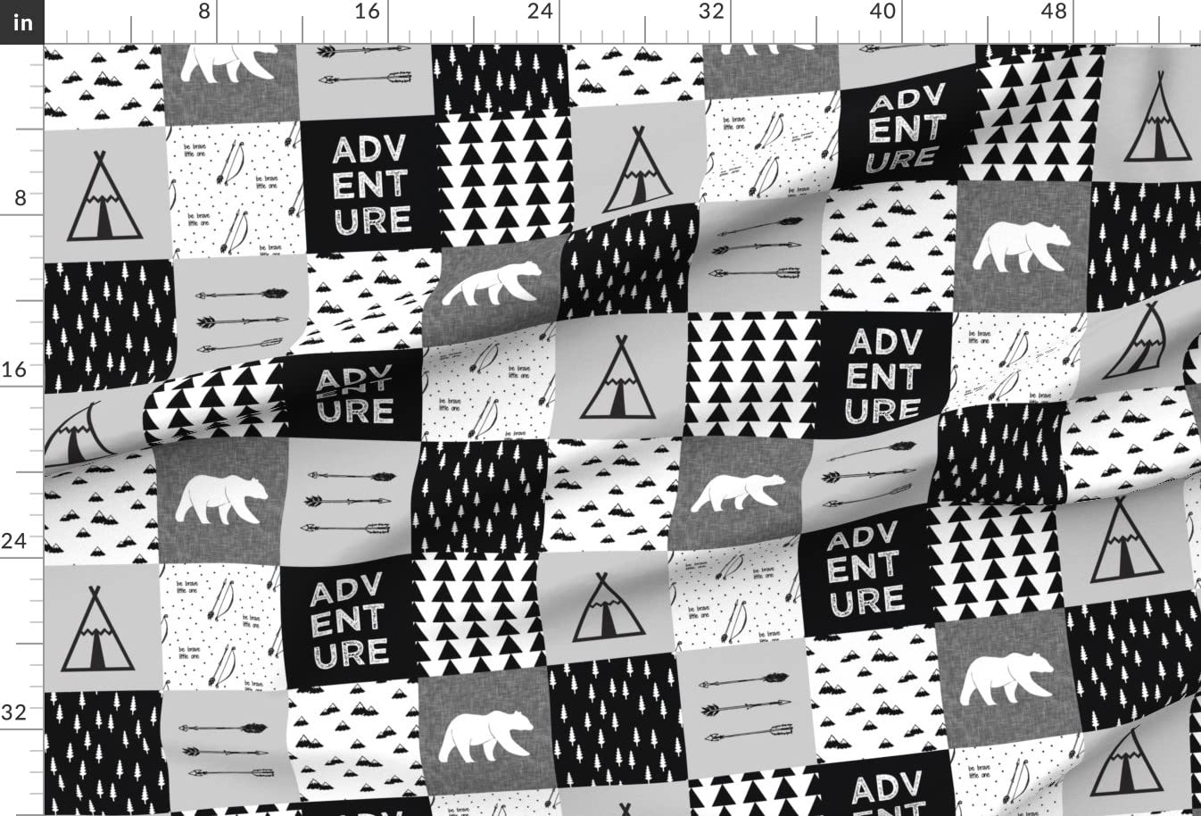 Adventure Bear Printed Minky Fabric Fat Quarter - Soft Plush Quilt Backing & Baby Blanket Sewing Material - DIY Cheater Quilt Top Squares for Nursery Decor & Cozy Crafts