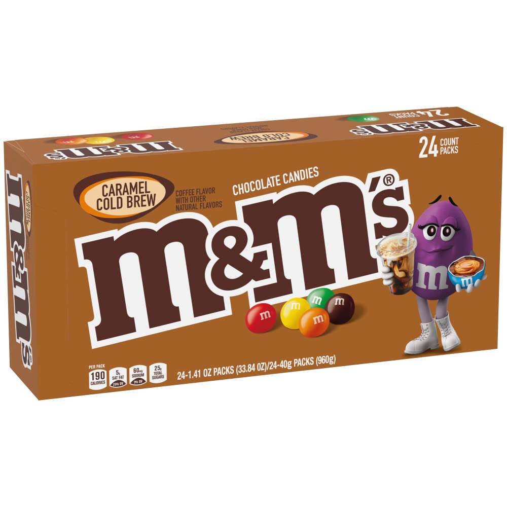 M&M'S Caramel Cold Brew Chocolate Candy - 33.82 Oz Bulk Box (24 Count) | Perfect for Office Snacks, Party Favors & Halloween Treats