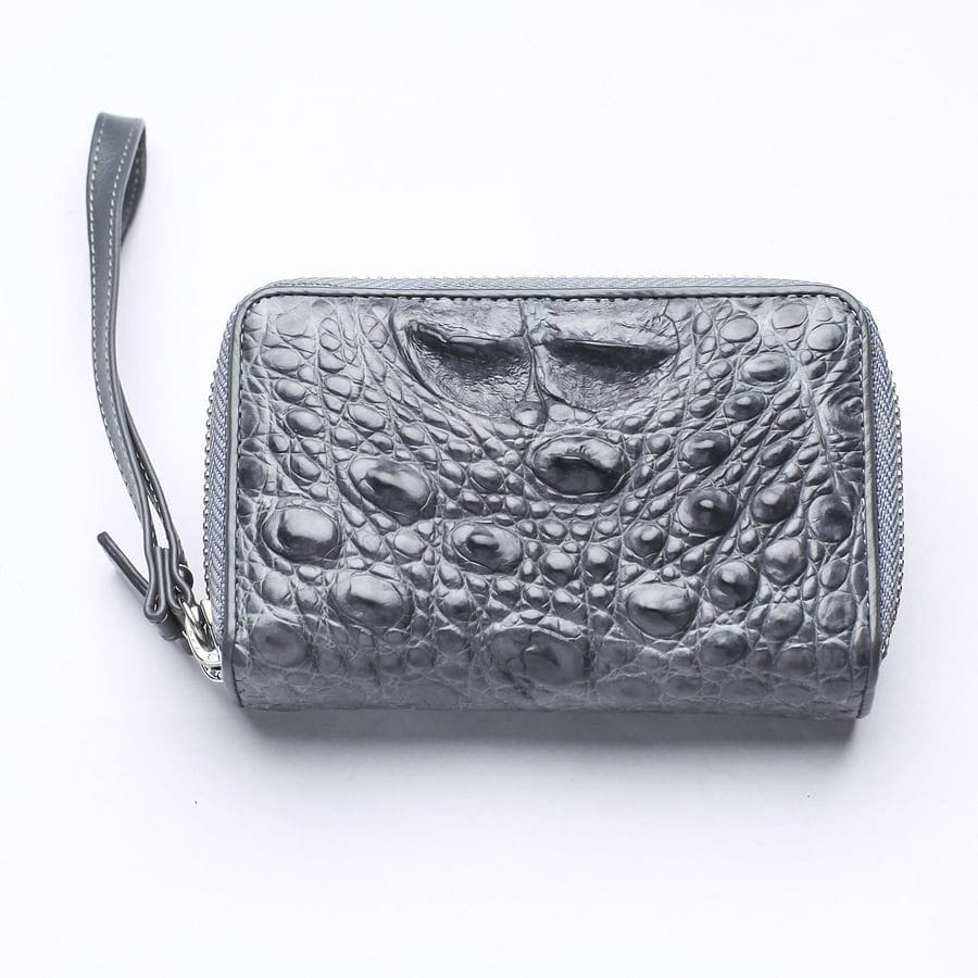 Luxury Gray Crocodile Leather Wallet for Men - Slim RFID Blocking Bifold Wallet with Money Clip - Perfect for Business, Travel & Everyday Use