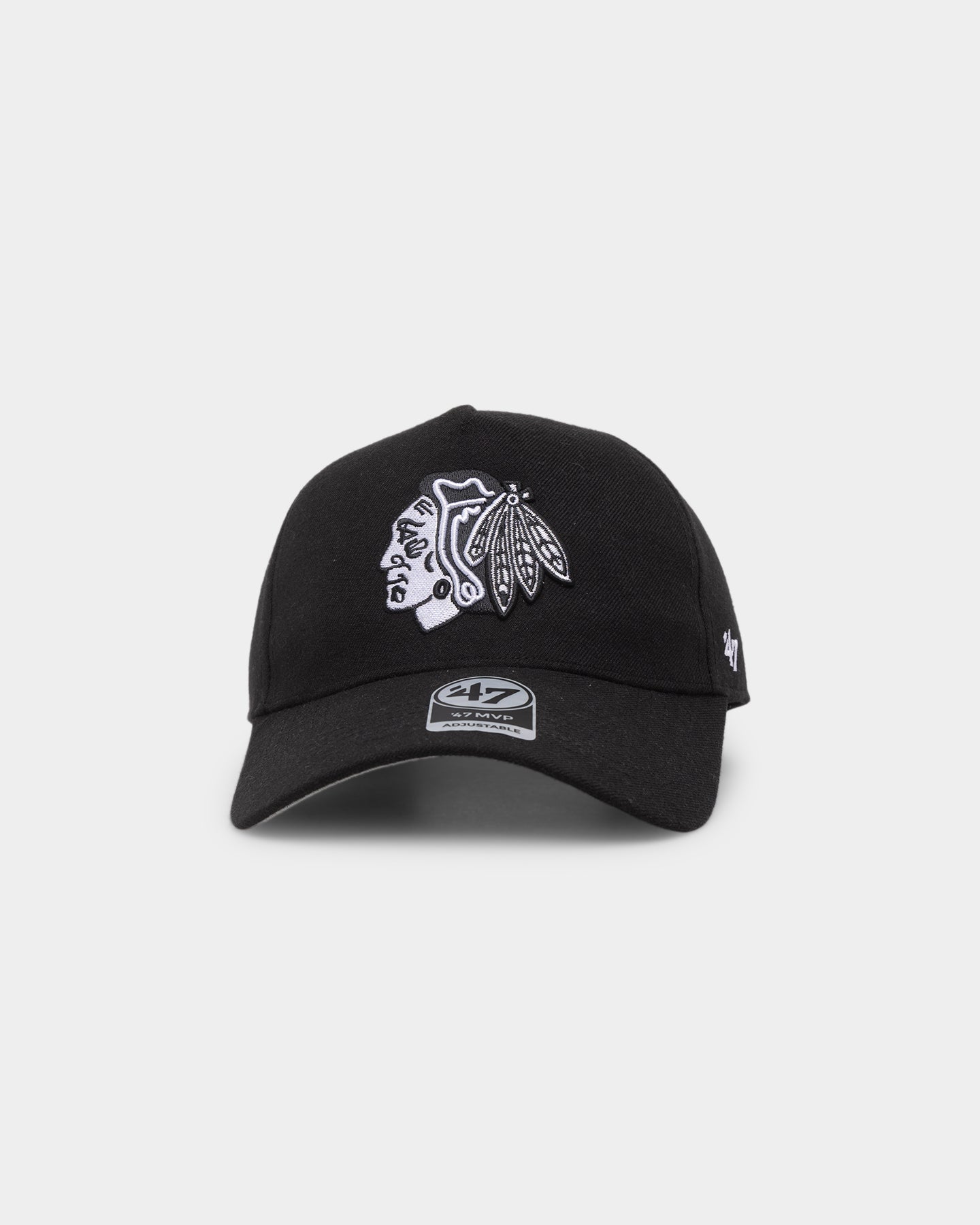 47 Brand Chicago Blackhawks MVP DT Snapback Hat - Black/White Adjustable Baseball Cap for Men & Women - Perfect for Sports Fans, Game Day & Casual Wear
