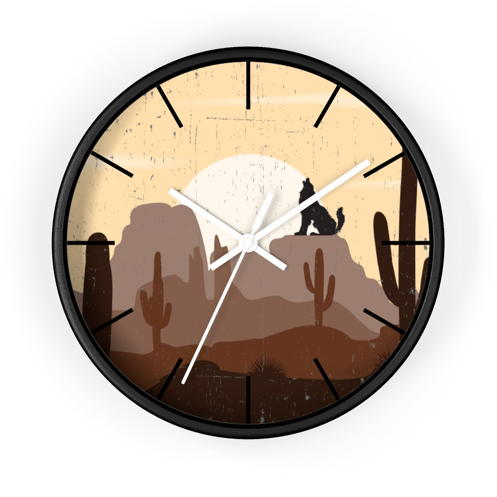 Wolf Mountain Sunrise Wall Clock - Silent Non-Ticking Battery Operated Round Clock for Living Room, Bedroom, Office & Home Decor
